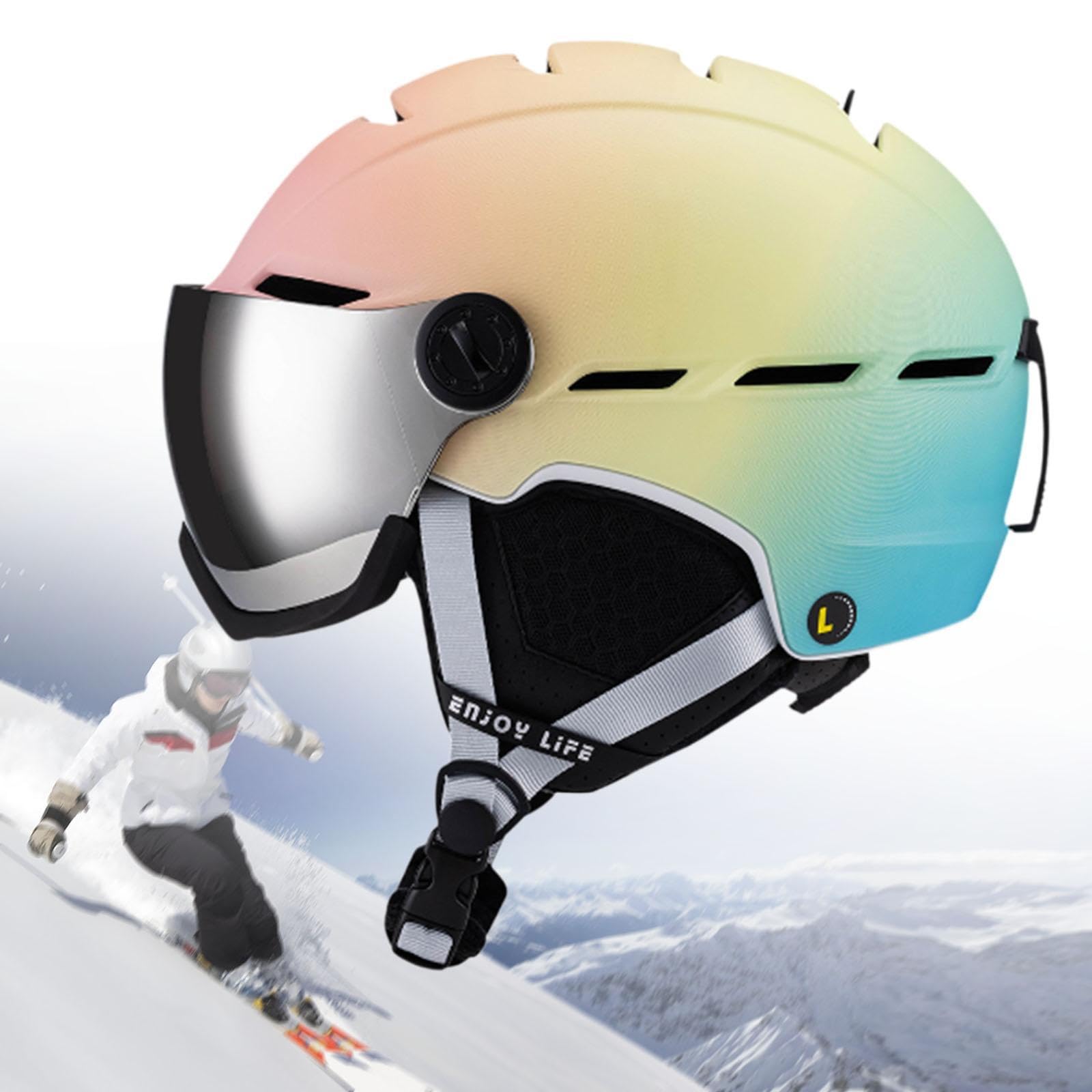 Casco de Esquí con Protección para Snowboard Patinaje Ciclismo Ajustable Y Diseño Integrado de Gafas Fabricado en PC Adecuado para Adultos