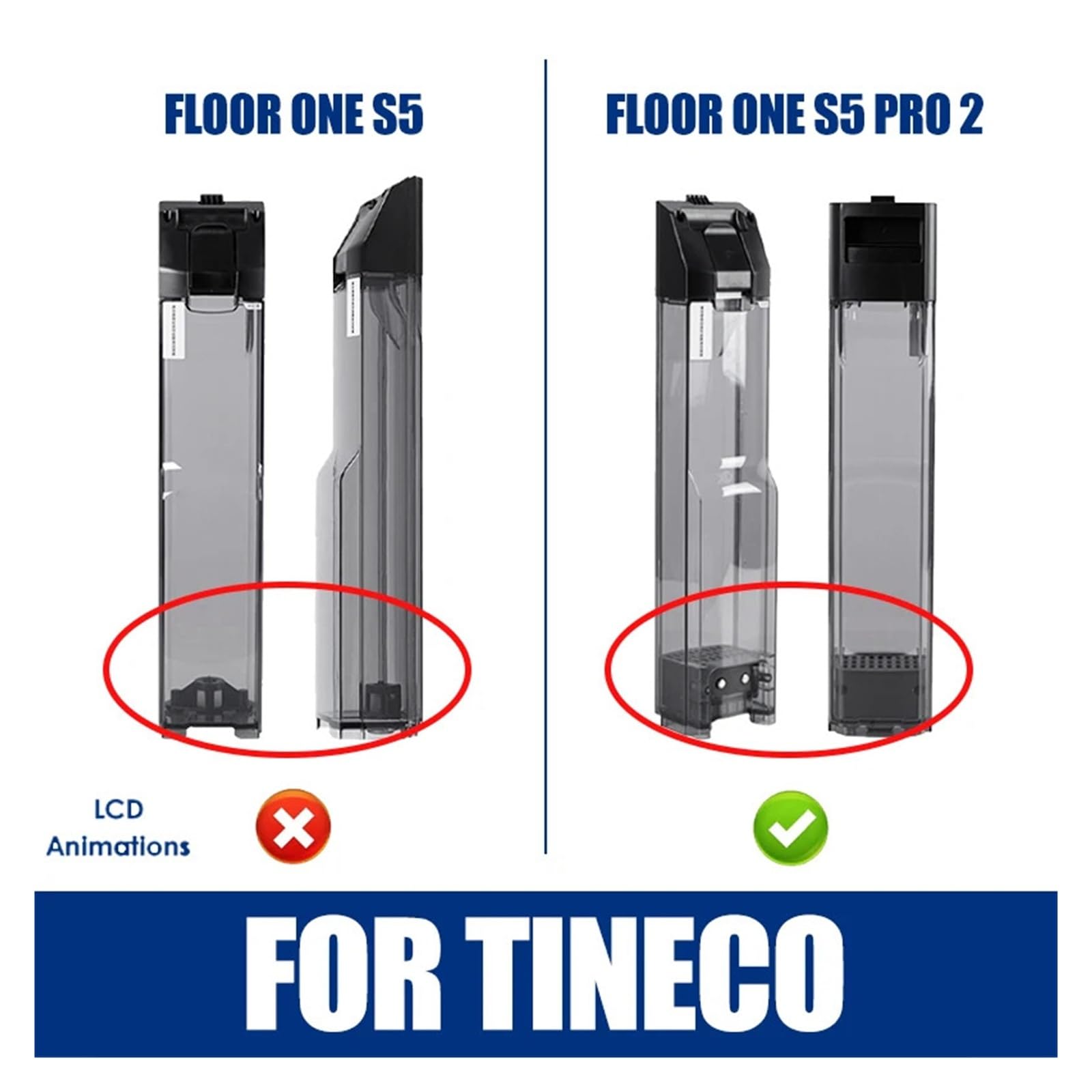 Reemplazo de la cubierta del cepillo del tanque de agua, Compatible con Tineco, FLOOR ONE S5/S5 PRO 2, piezas de accesorios for aspiradoras en seco/mojado