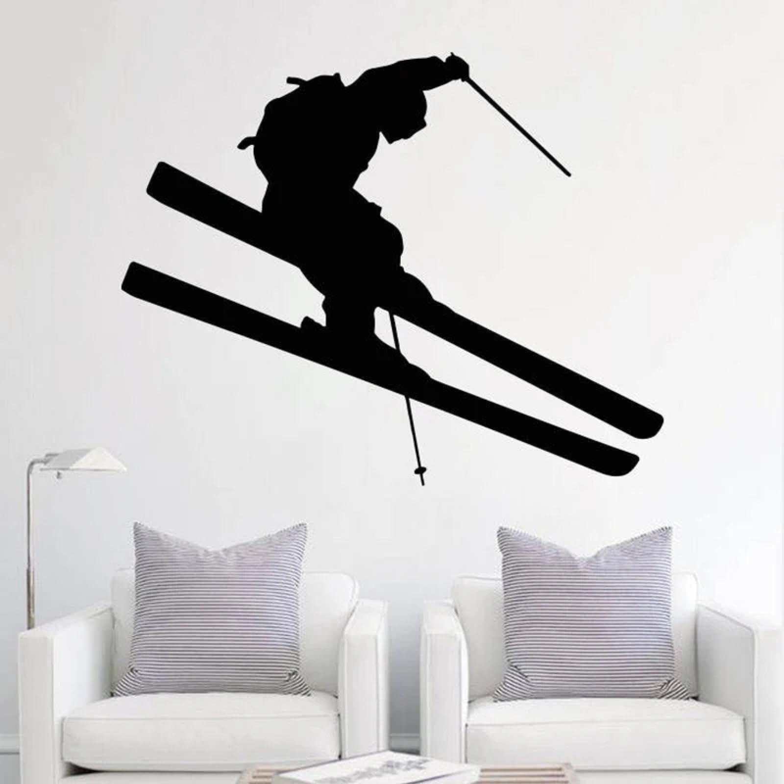 Ski Muursticker Skiën Muursticker Skiër Art Decal