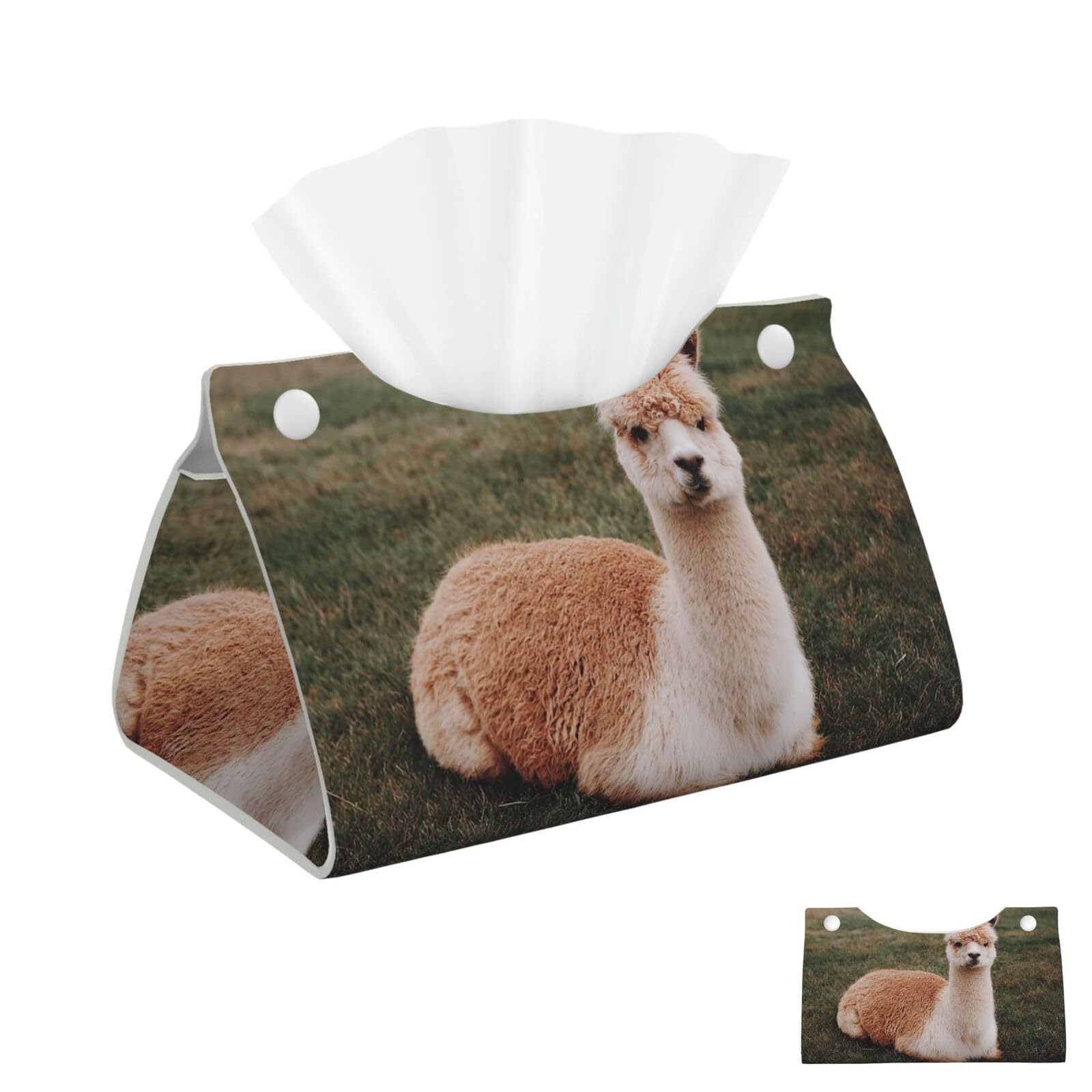 Alpaca on Grass Tissue Box Cover Square Cube Boxes