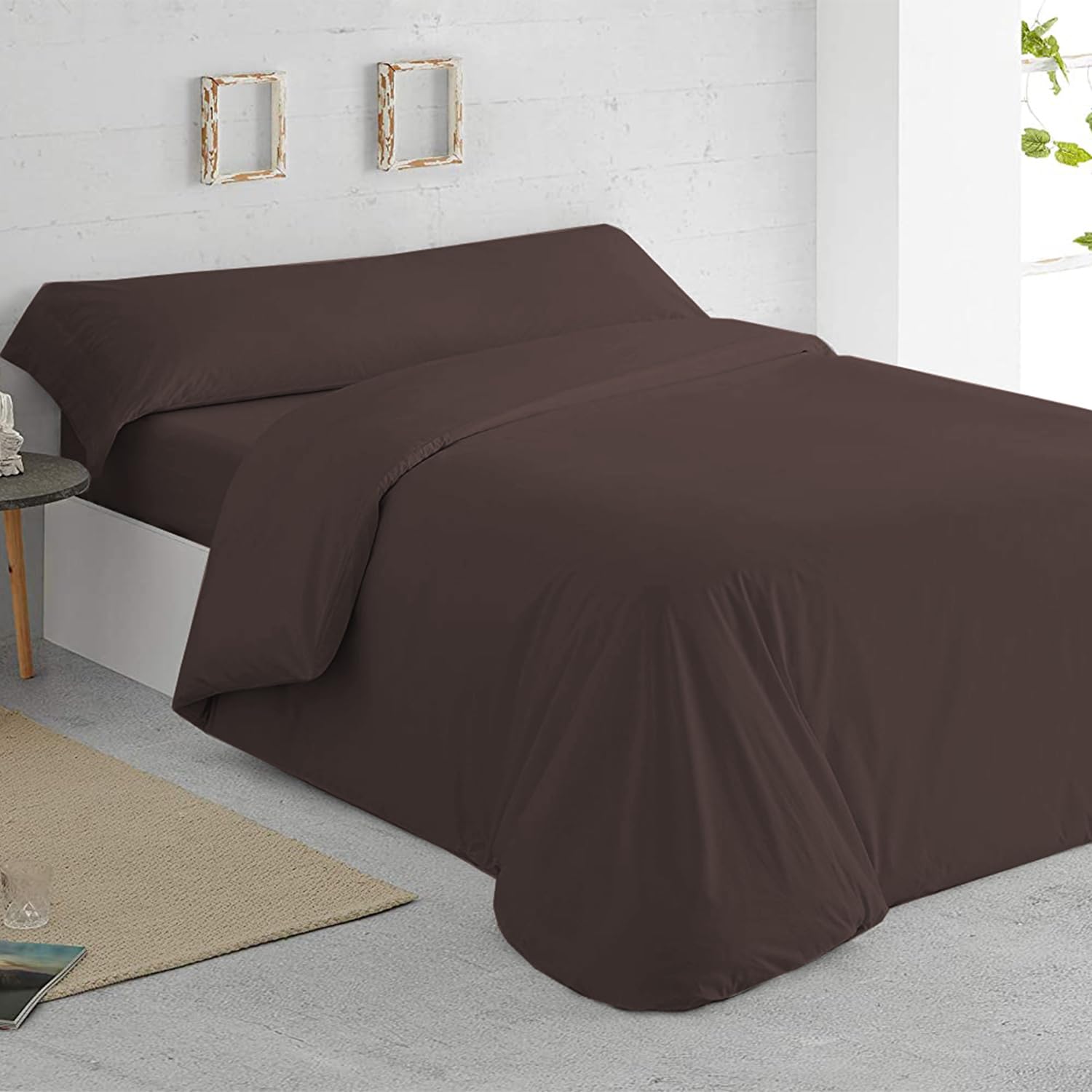 Juego de Nórdica,Juego de Funda de Edredón, Set de 3 Piezas, 1 Funda Nórdica, 1 Sábana Bajera Ajustable, 1 Funda de Almohada, 100% Poliéster, Transpirable, para Cama 150cm, Marrón