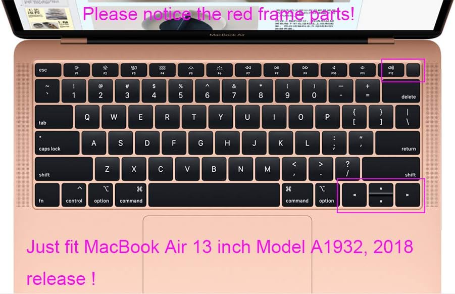 Arabic Language Black Keyboard Cover Protective Skin Compatible MacBook Air 13 inch with Retina Display Model A1932, 2018 Release (not Compatible for Old Version MacBook Air 13" A1369 & A1466)