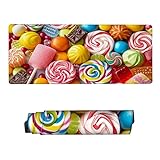 Gaming Mauspad XXL 900x400x3mm,Mauspad Bunt Mousepad,Schreibtischunterlage Süßigkeiten Mousepad Wasserdicht,rutschfeste Gummibasis Mouse Pad,Verbessert Präzision und Geschwindigkeit,Geschenke RS-686