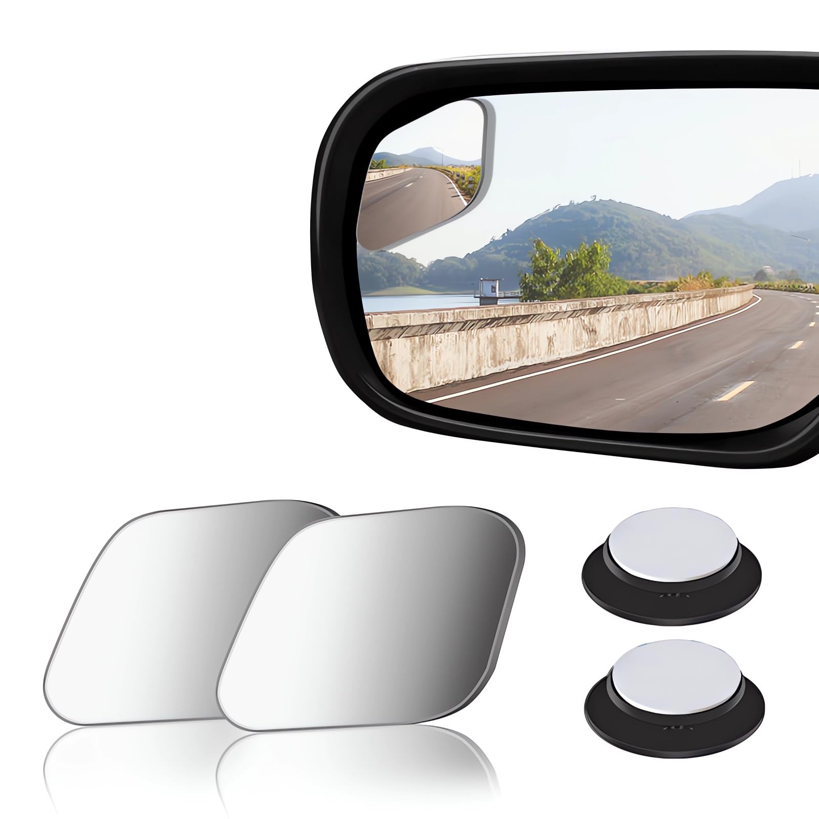 2 pcs Blind Spot Mirrors, HD Glass Convex 360° Wide Angle Side Rear View Mirror with ABS Housing for Cars SUV and Trucks