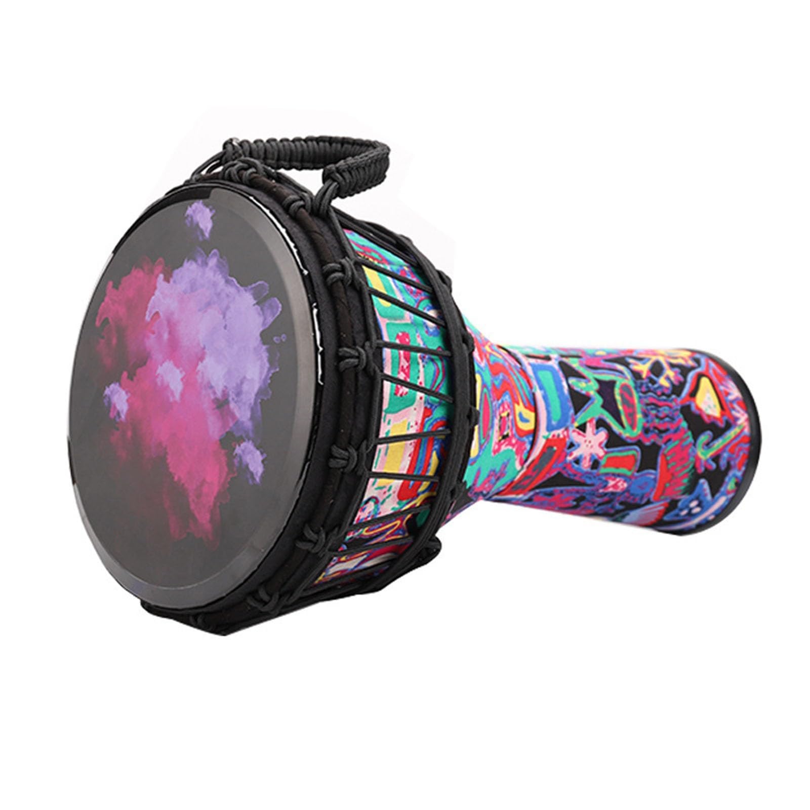 Erwachsene Anfänger 12 Zoll Djembe Trommel Einstellbarer Klang, Buschtrommel für Bandauftritte, Familienversammlungen(Small 12inch B)