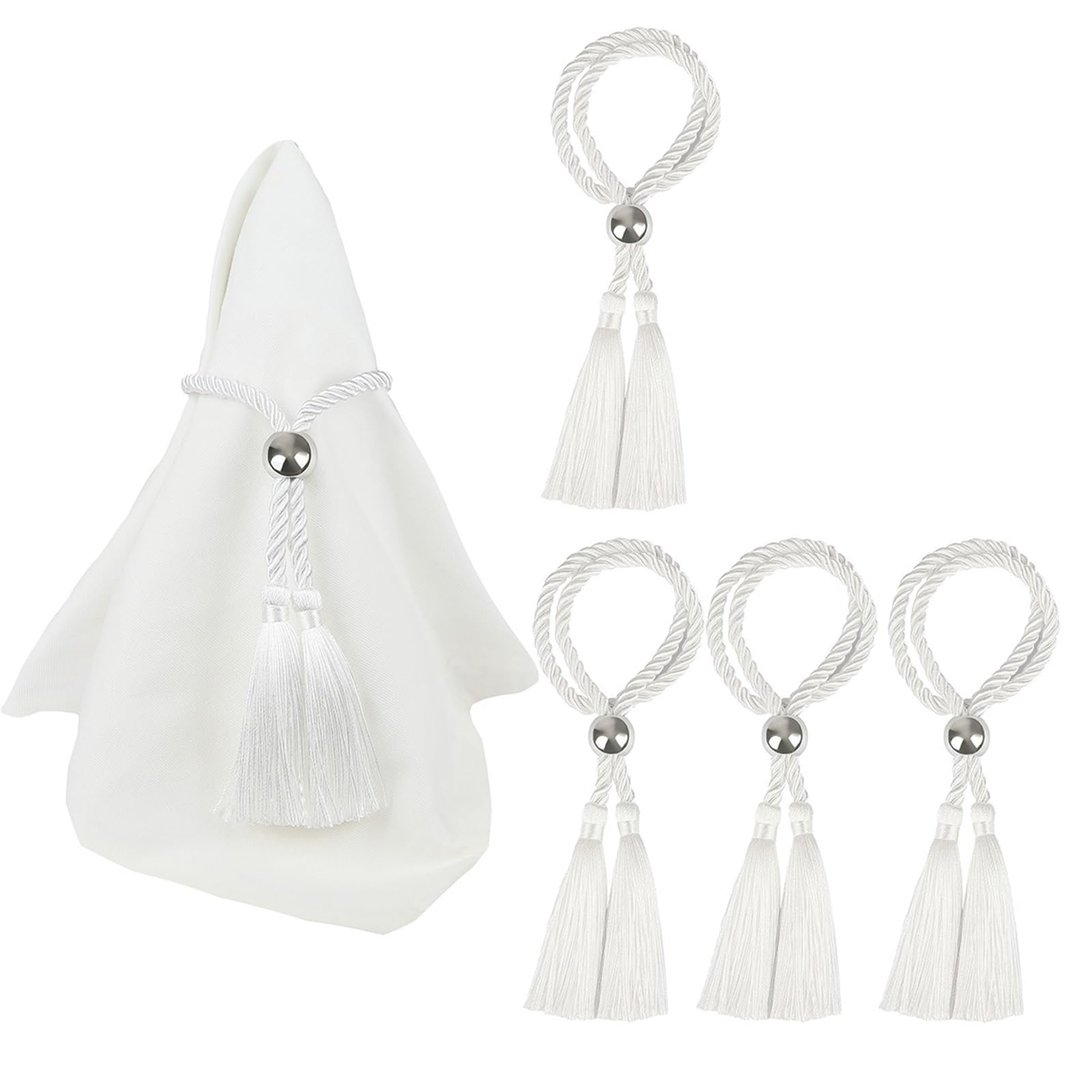 Table Decor Napkin Rings, Tassel Beads Buckle Napkin Rings 8 pcs Multicolor for Family Party Wedding Table