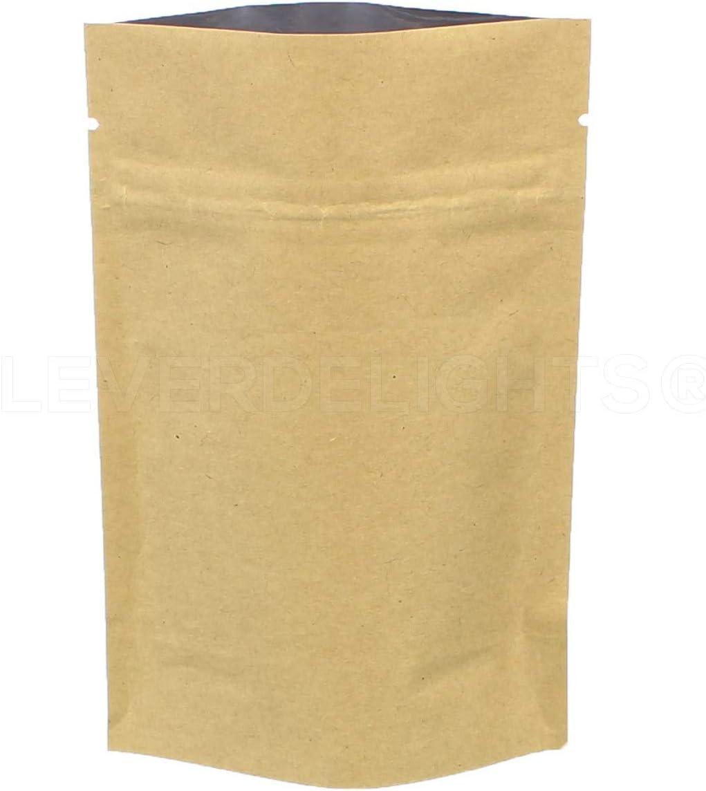 100 Pack - CleverDelights Kraft Stand-Up Pouches - 2oz - 4" x 6" x 2"