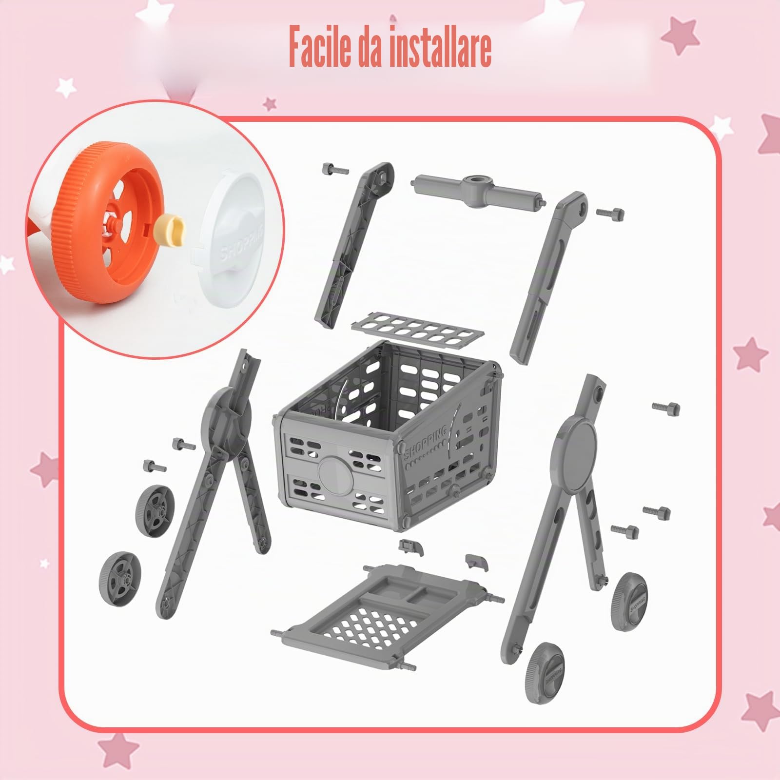 Carrello Spesa Giocattolo Bambini, 31PCS Supermercato Carrello Spesa con Accessori Alimenti Frutta Verdura , Gioco di Ruolo Cestino della Spesa Giochi del Negozio per Ragazzi Ragazze (Rosso)