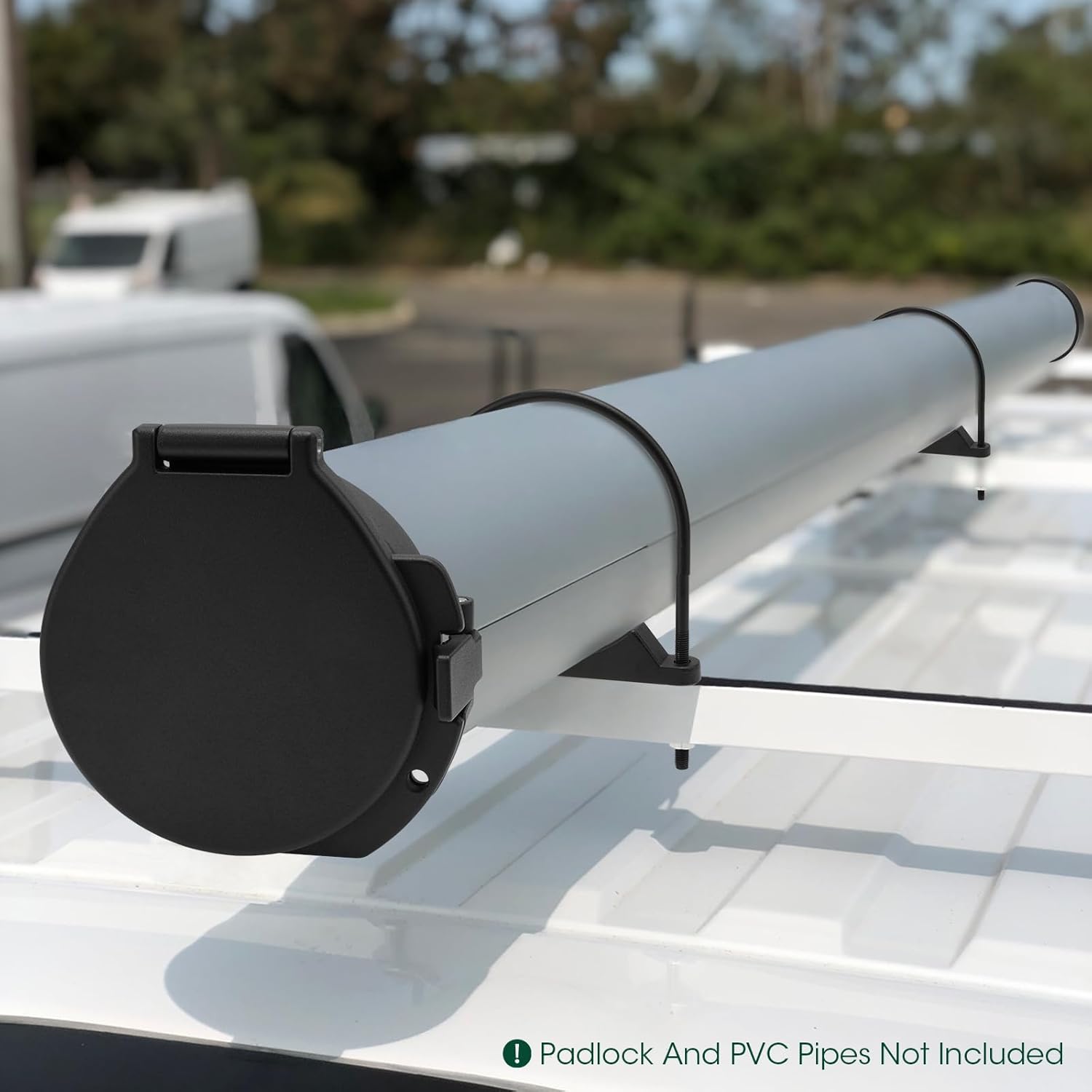 Steel Security Upgraded Conduit Carrier Kit Fit 6 Inch PVC Pipe for Providing Extra Storage on Truck Rack, Black (PVC Pipe Not Included)