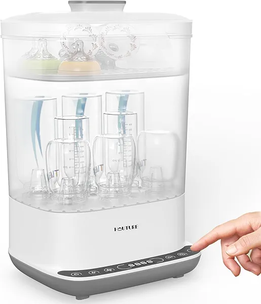 Baby Bottle Sterilizer | Esterilizador de Biberones, 6-in-1 HAUTURE Bottle Sterilizer and Dryer, Electric Steam Bottle Sanitizer for Baby Stuffs, Baby Bottles & Breast Pump Accessories