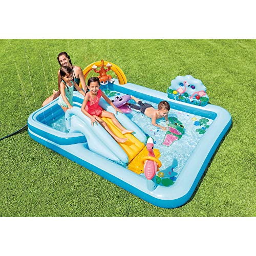 INTEX Rainbow Ring Inflatable Mini Water Slide Park & Kiddie Swimming Pool | 57453EP - Blow Up Play Center with Sprinkler Pool Toys and Fun Games for Kids Ages 2 and Up product thumbnail 10