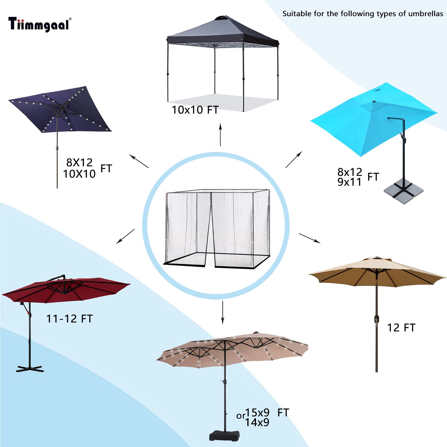 Paraguas de patio de 10 x 10 pies, mosquitera, toldo para kiosco, sombrilla cuadrada para patio o circularidad, toldo para exteriores (negro) (Nota: solo mosquitera) 6