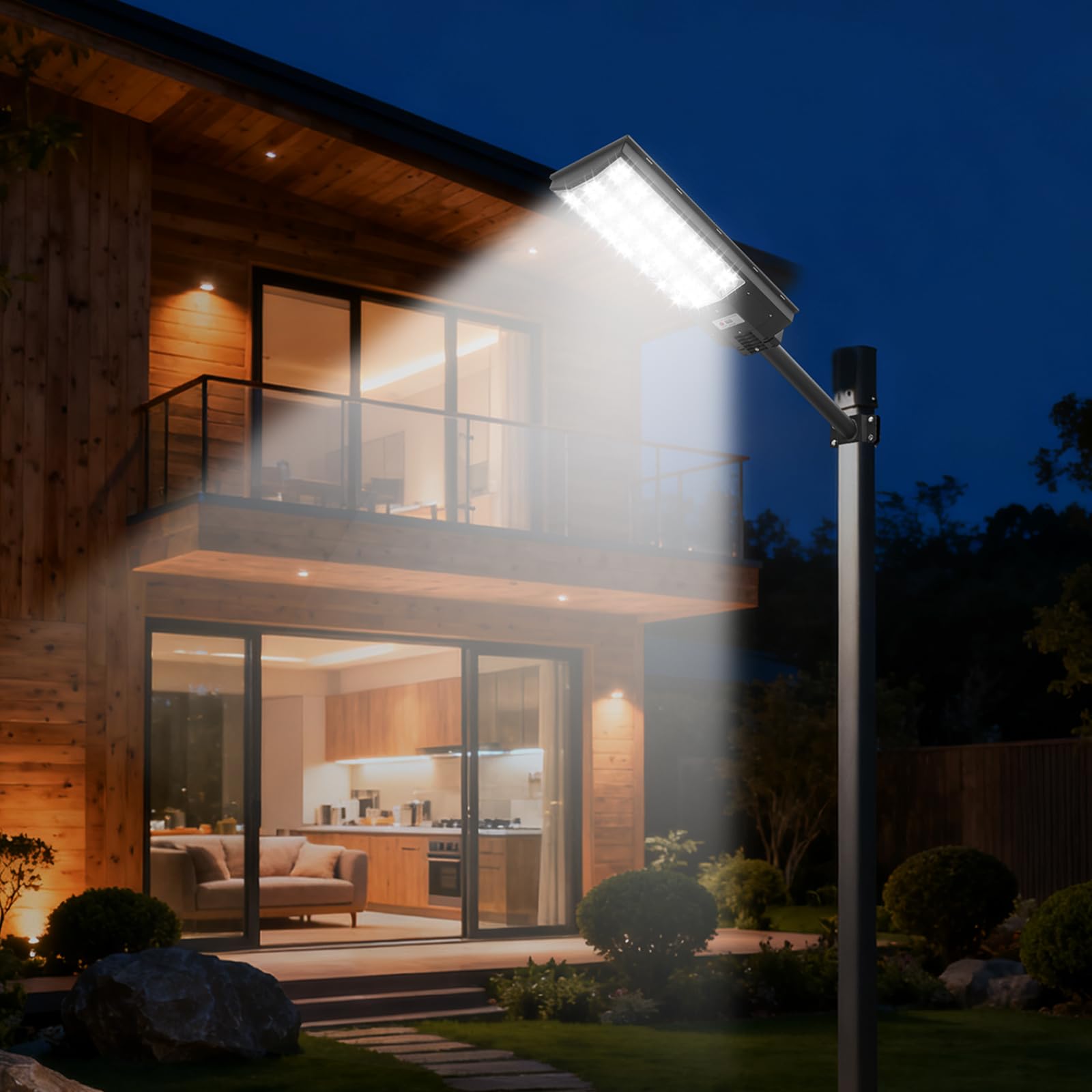 VEVOR Lampioni Solari da Esterno da 8000 W 450000 LM, Faretto per Parcheggio Commerciale Lampada di Sicurezza a LED con Sensore di Movimento, Illuminazione Esterna per Garage 3 pezzi