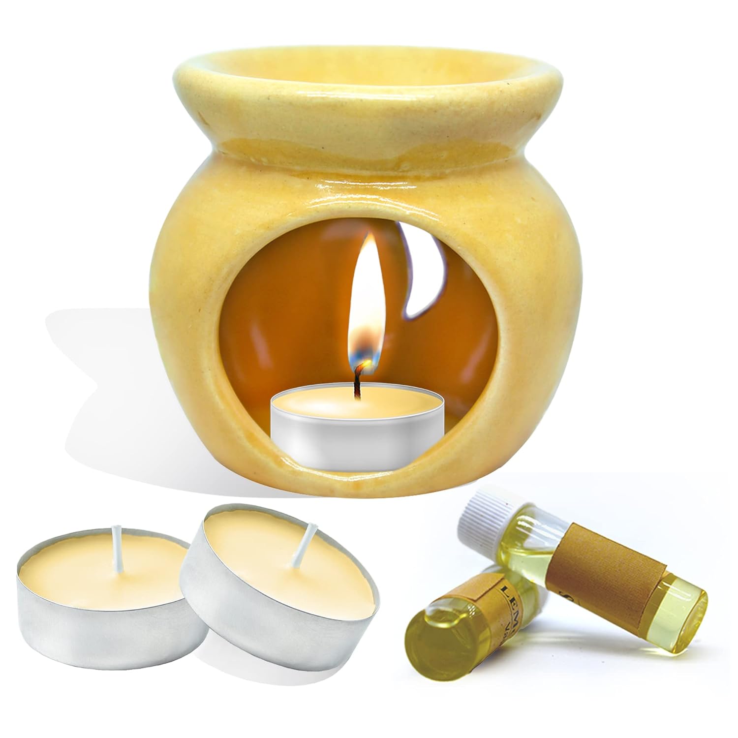 Home Genie Ceramic Non Electric Diffuser with 2 Tealight Candles and 2