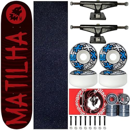Completo Shape Profissional Skate 8.0 Matilha Tag Preta Vermelha