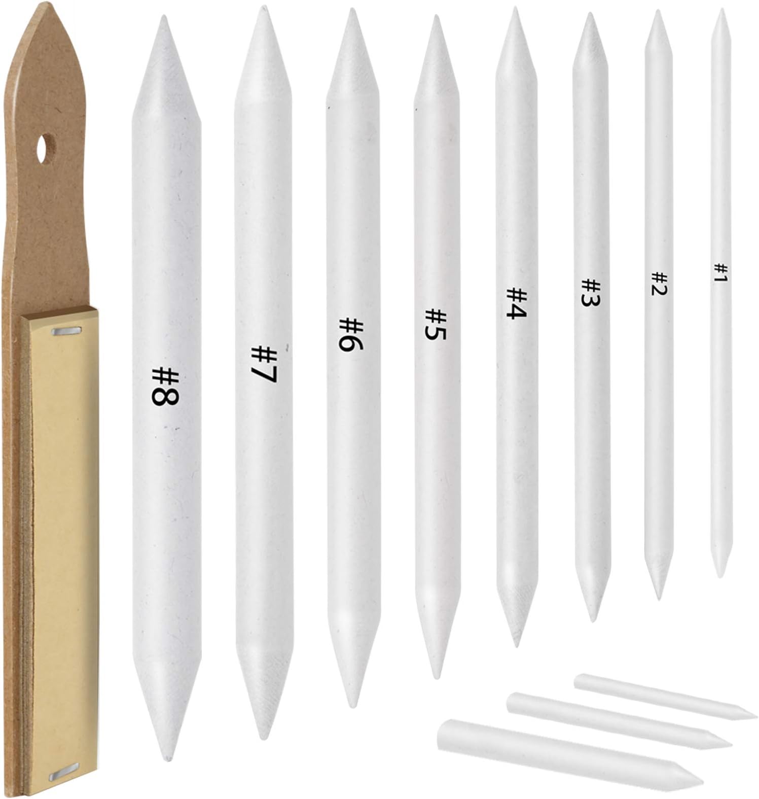 LEOBRO 11 Pieces Artist Blending Stump and Tortillion Art Blender Set with 1 Pcs Sandpaper Pencil Sharpener Pointer for Student Sketch Drawing