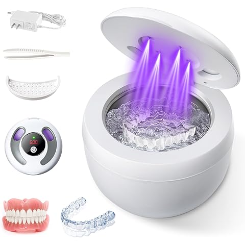 Ultrasonic Retainer Cleaner Machine 45kHz Retainer Cleaning 200ML Dental Cleaner 4 ...