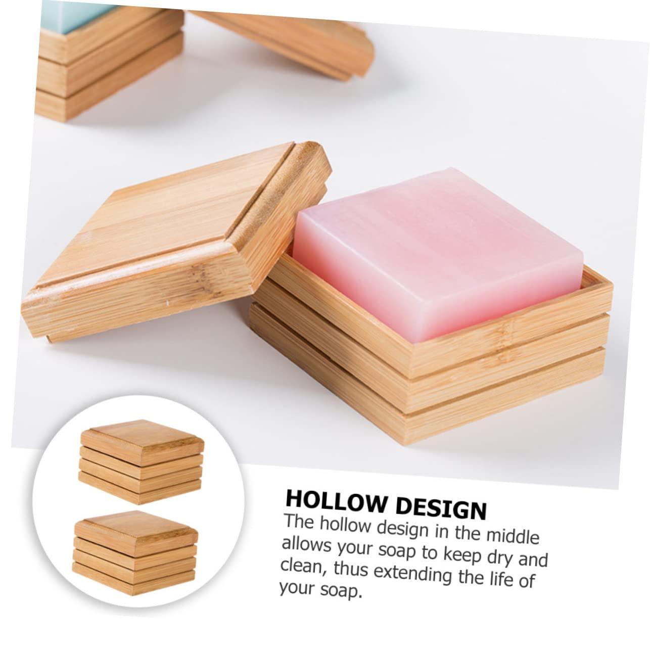 WOONEKY 4piezas Jabonera De para Drenaje Soporte De Jabón Natural para Baño y Cocina Diseño y Estético Mantiene Jabón y Seco