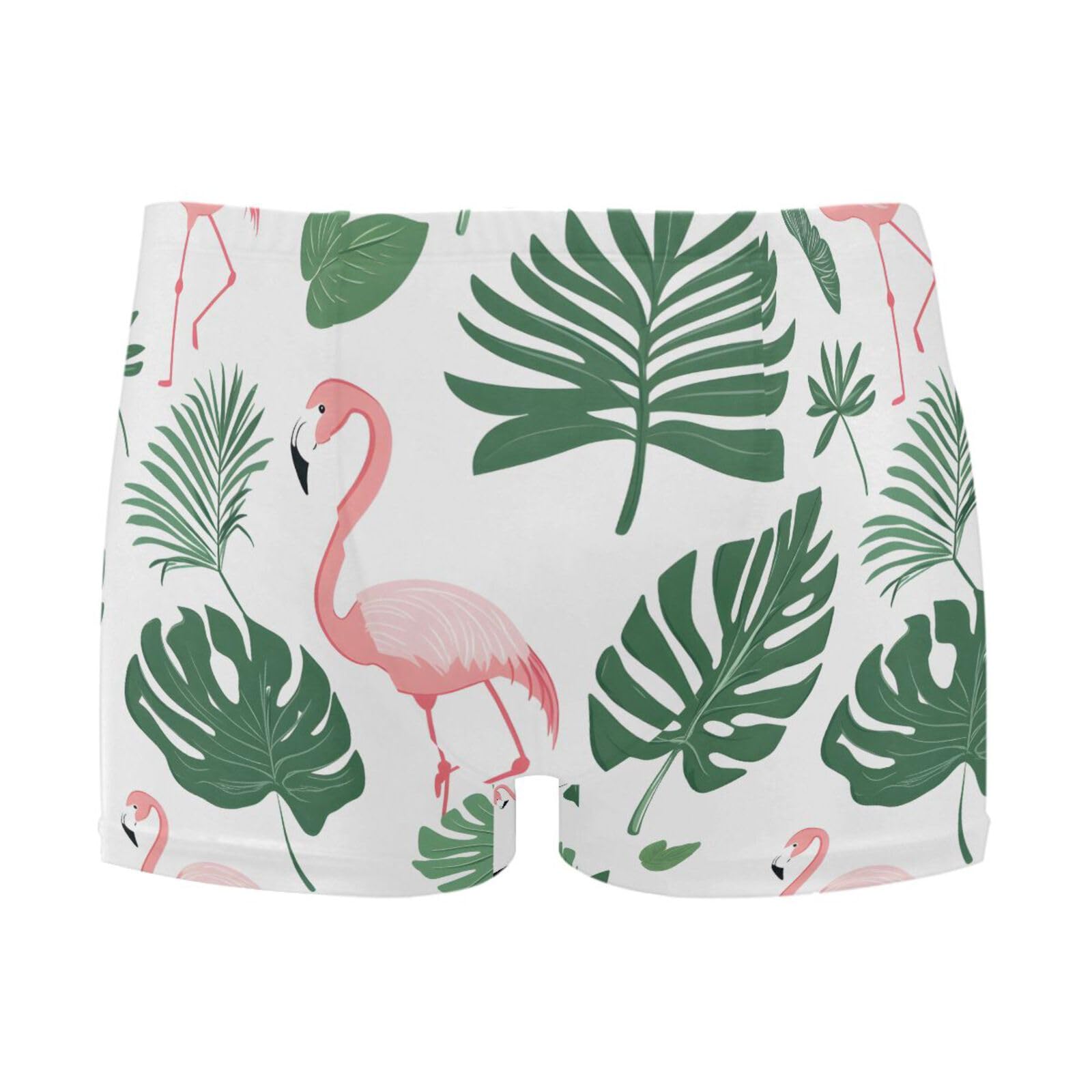 UMIRIKO Flamingo Monstera Leaves Mens Swim Trunks Swimwear Bathing Suit Swim Brief Square Leg Board Short S-3XL 202b8078