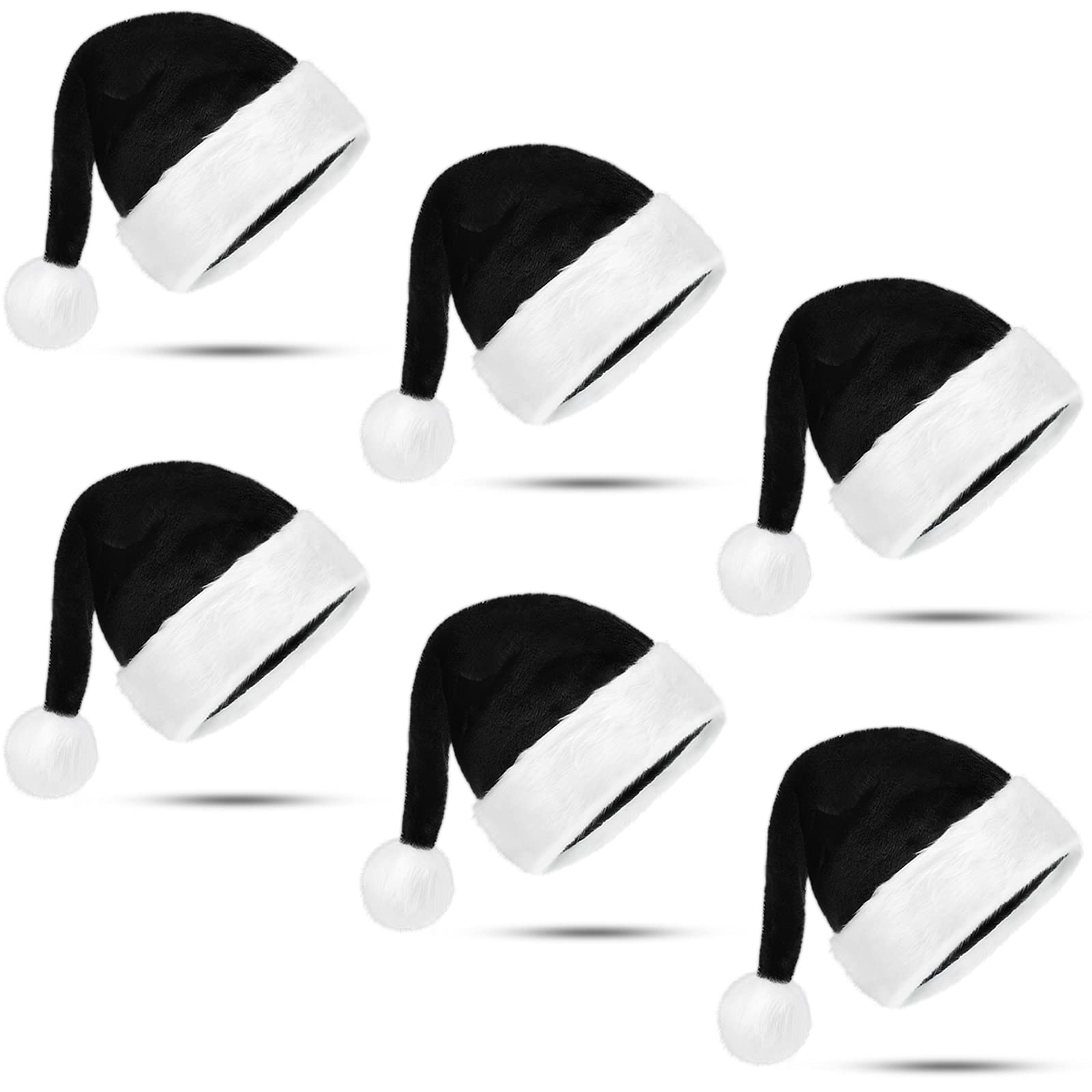 Geyoga 6 Piece Christmas Hat Xmas Santa Claus Hats Plush Santa Hats Adult for Christmas Festive Holiday Party Supplies
