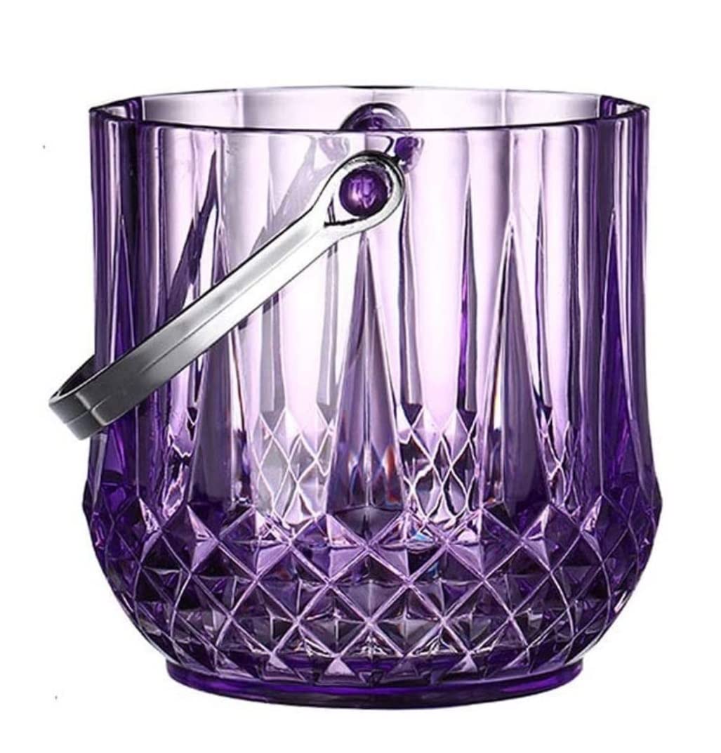Cubitera de Acero Inoxidable, Cubitera acrílica con asa y Tapa hermética for Bar, Vino, champán, Multicolor, 1100 ml(B)