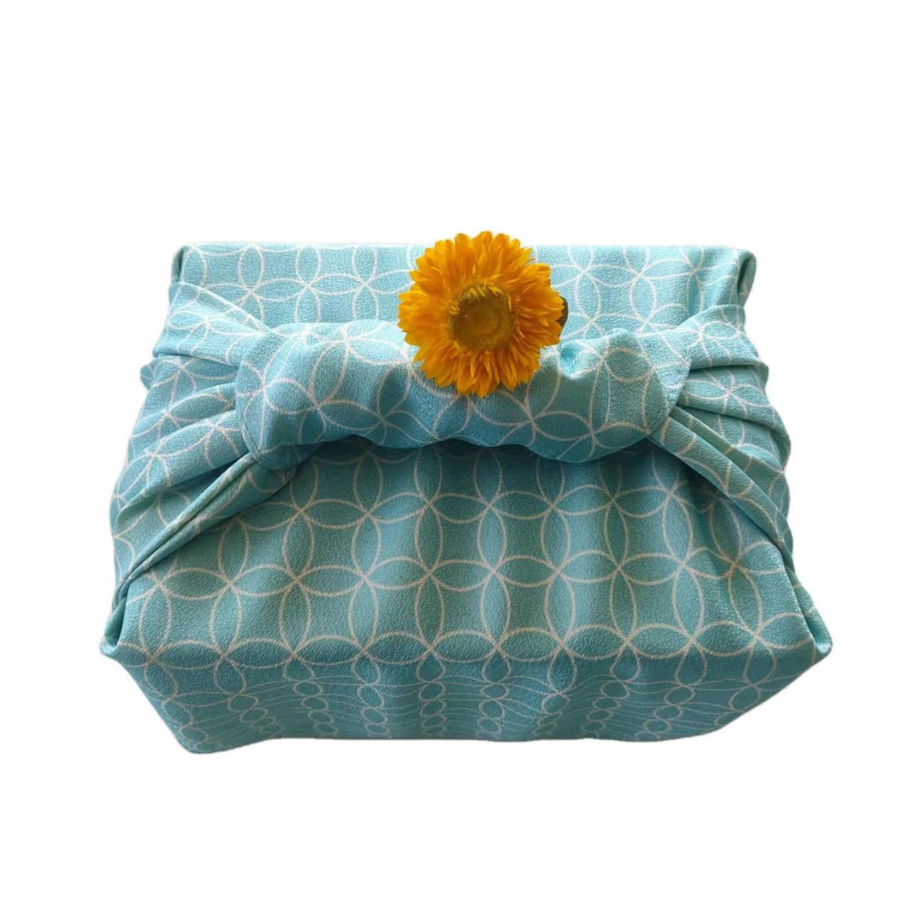 THAYLA 50 * 50 cm 5/10 szt. fioletowa zielona tkanina do pakowania furoshiki wielokrotnego użytku mała japońska do pakowania prezentów tkanina kwadratowy szalik bento tkanina do pakowania