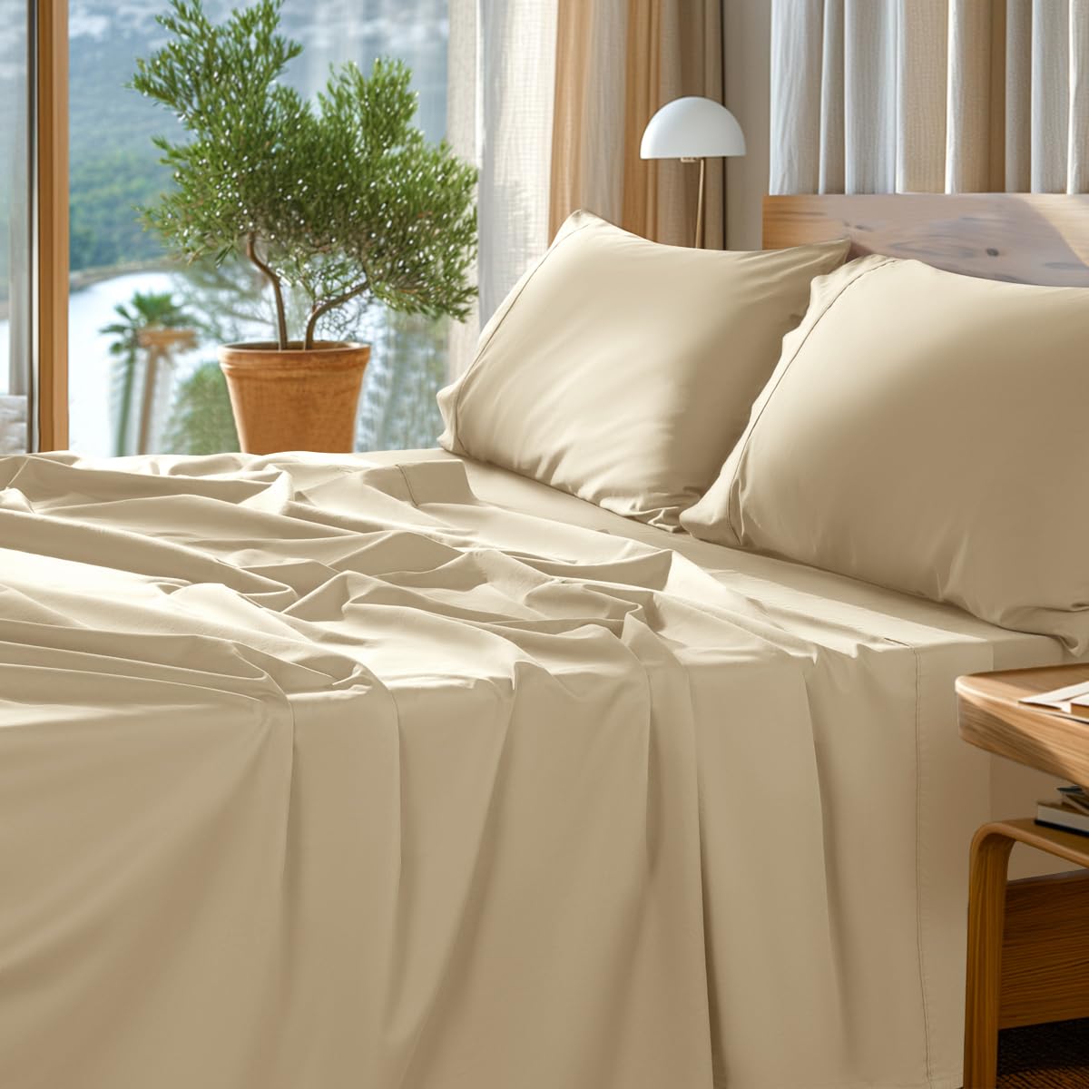 SONORO KATE 1000 Series 100% Egyptian Cotton King Sheet Set,4 Pieces