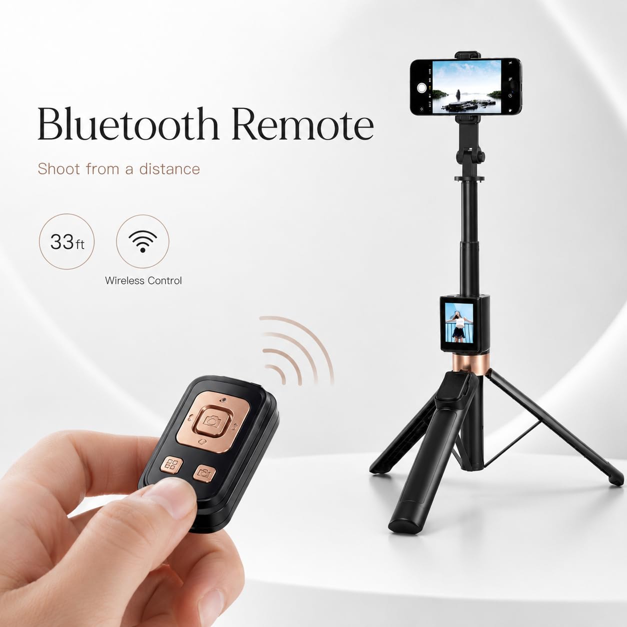 Selfie Stick per Telefono con Schermo Monitor e Telecomando Bluetooth, Treppiede Estensibile da 12-67 Pollici per Vlogging con Fotocamera Posteriore, TikTok Live, Nessuna App HD Mirroring,