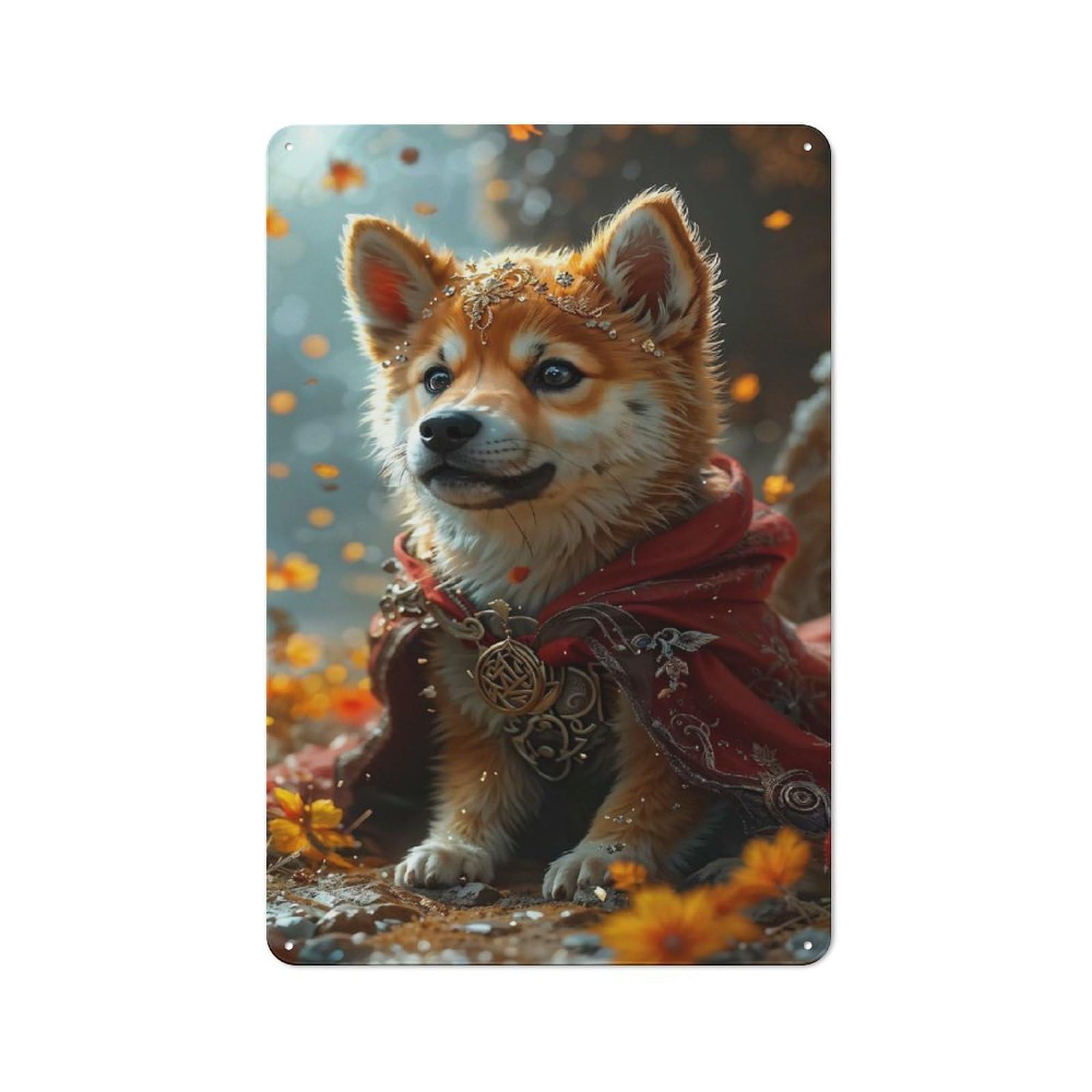 Junmoney Corgi In A Red Cape Shop Front Style Bistro Metal Sign 30X20cm, Cafe Wall Decor For Tea Room, Shop Wall Or Breakfast Area