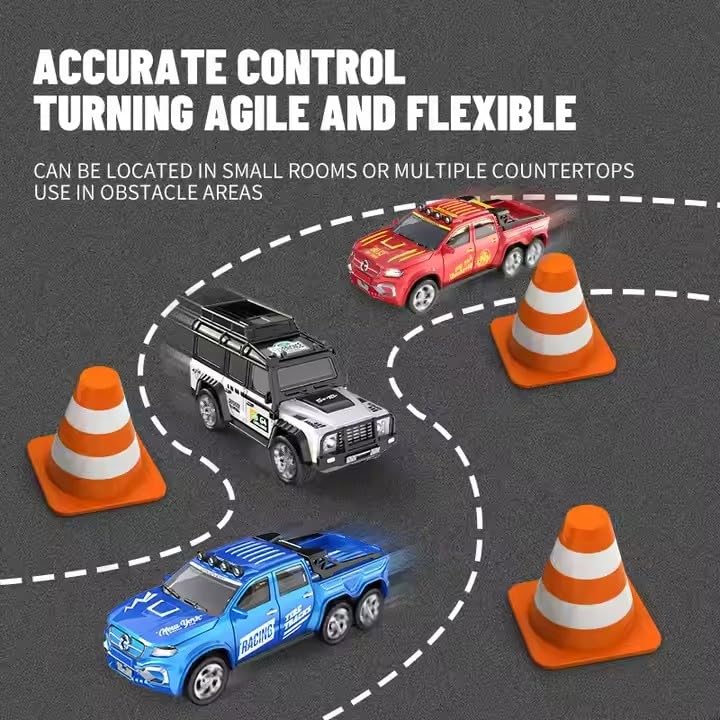 Image of Mini Alloy Off-Road RC Car for Kids 6+ 1:64 Scale Remote Control Car Toys Strip Lights, 2.4Ghz, USB Rechargeable (Green)