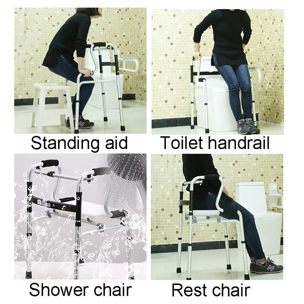 chodzik do poruszania się， Rama spacerowa Aluminiowa standardowa chodzika, składana pomoc w poruszaniu się, chodzik 2 w 1 z siedziskiem i 2 kołami, waga łożyska 150 kg / 330 funtów
