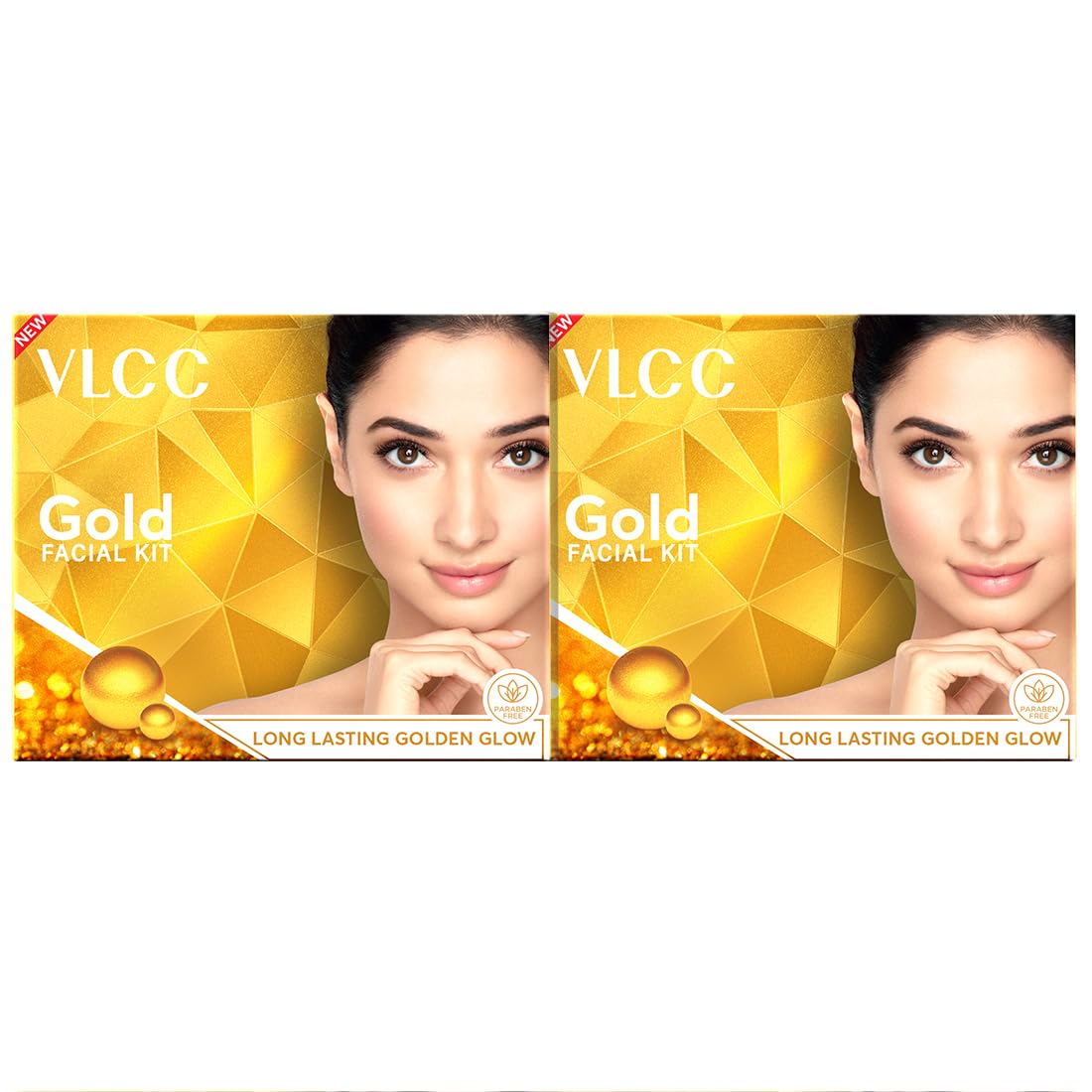 Gold Facial Kit, Bright & Glowing Skin - 60g X 2 (Pack of 2) | Pamper your Skin for a Luminous Glow | Parlour Glow with 24K Gold Bhasma, Rose Extracts, Turmeric & Aloe Vera.