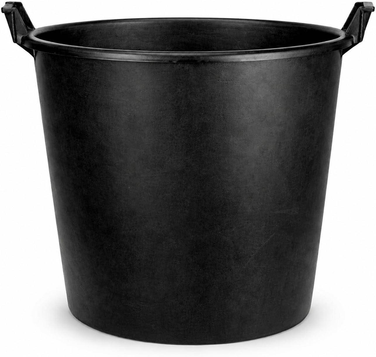 Muddy Hands Heavy Duty Plastic Multi-Purpose Container with Integrated Carry Handles, Strong Garden Storage Tub, Builders Mixing Bucket, Home Garage Utility Bin, No Drainage Holes (4, 70 Litre)