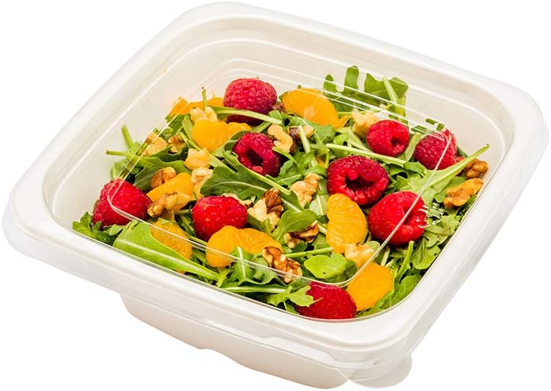 Restaurantware LIDS ONLY: Pulp Tek Plastic Flat Lids 100 Disposable Lids For Tall Bowls- Bowls Sold Separately Built-In Tab Clear Plastic Flat Lids Fits 32 And 42 Ounce Bagasse Tall Bowls