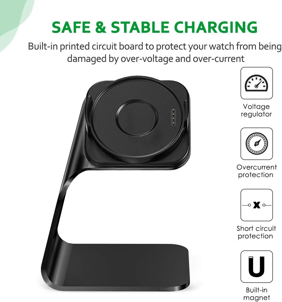 KIMILAR Compatible with Ticwatch Pro Charger Dock, Premium Aluminum Charging Stand Cable Cord Station Cradle Base Attached 4.2ft USB Cable Accessories for Ticwatch Pro Smartwatch (Black)