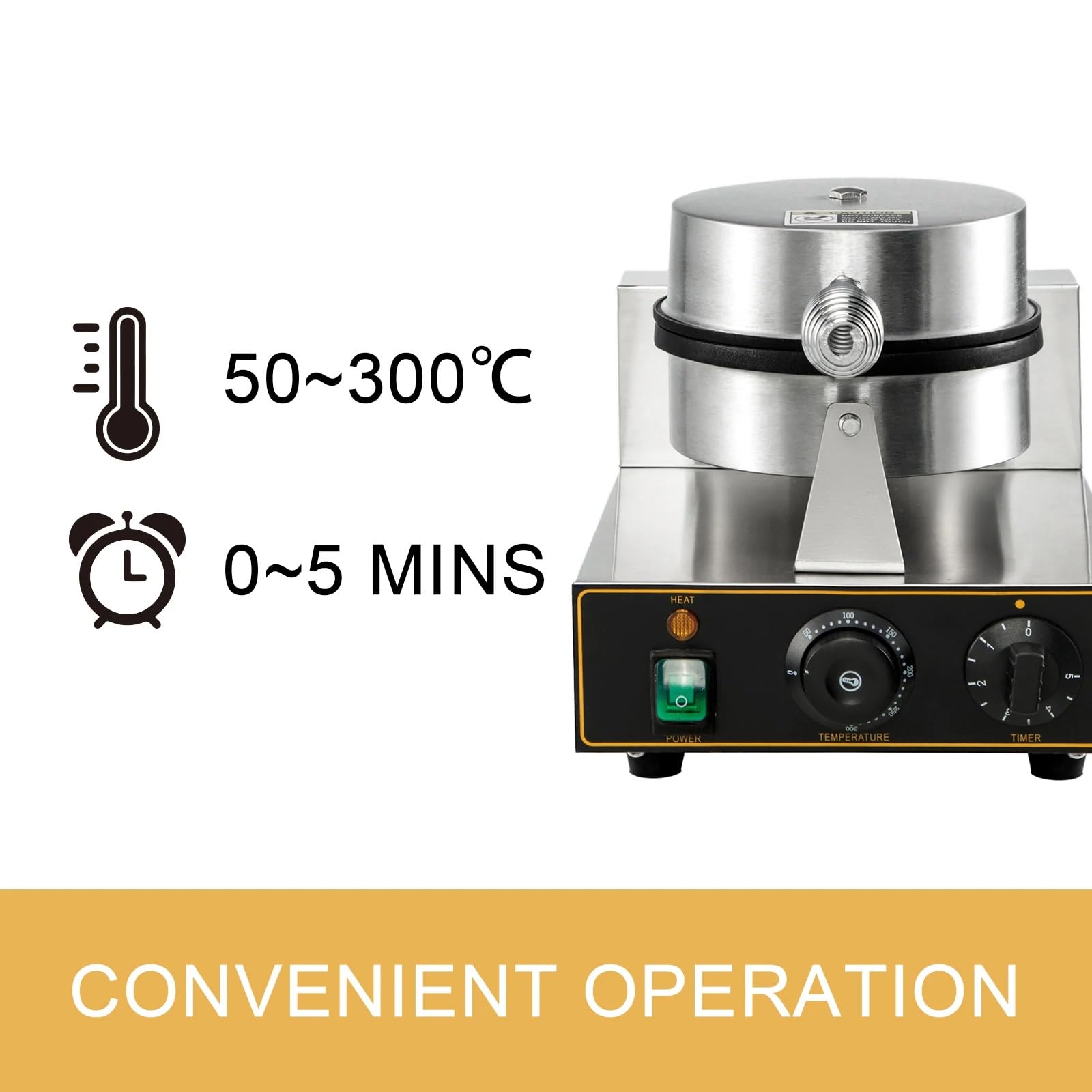 Máquina para Hacer gofres, máquina para Hacer gofres Comercial, máquina para Hacer gofres de Acero Inoxidable, Plancha para gofres eléctrica Antiadherente para Restaurant,