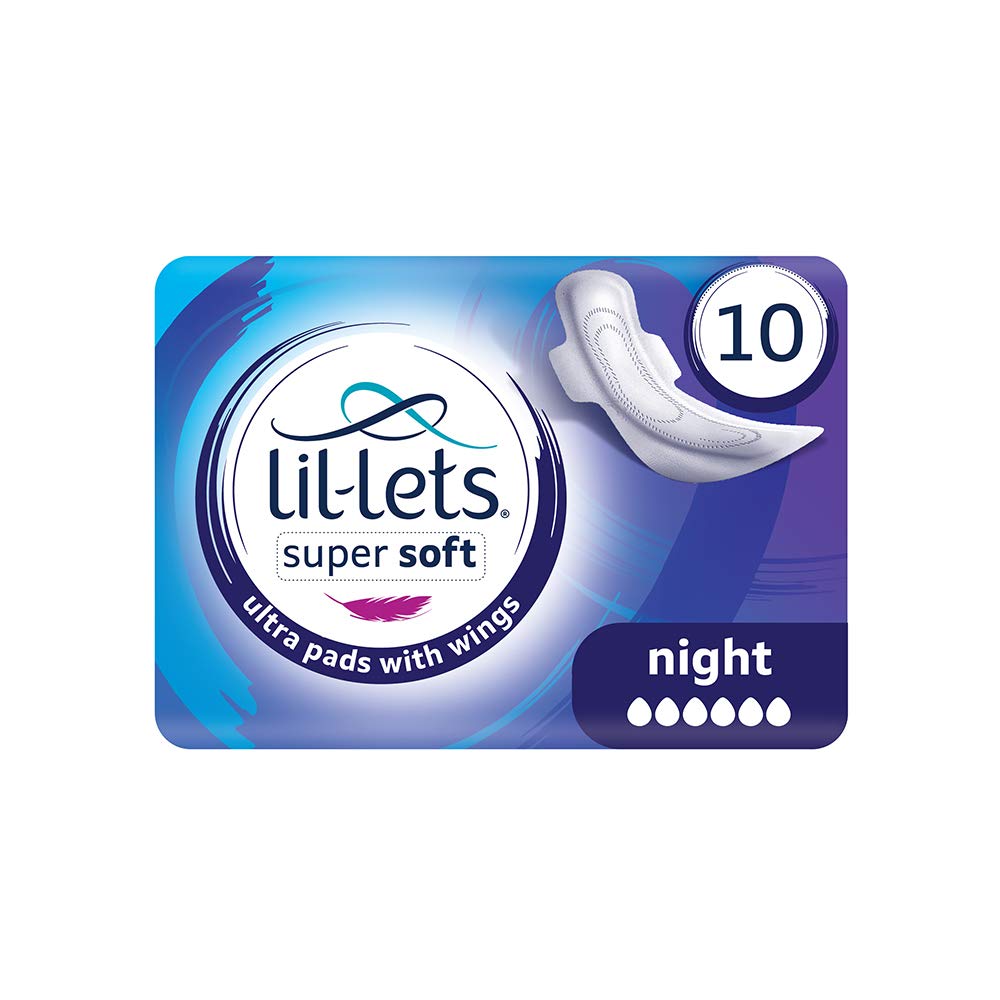Lil-letsSuper Soft Ultra Sanitary Pads Night with Wings, 1 Pack of 10 Pads
