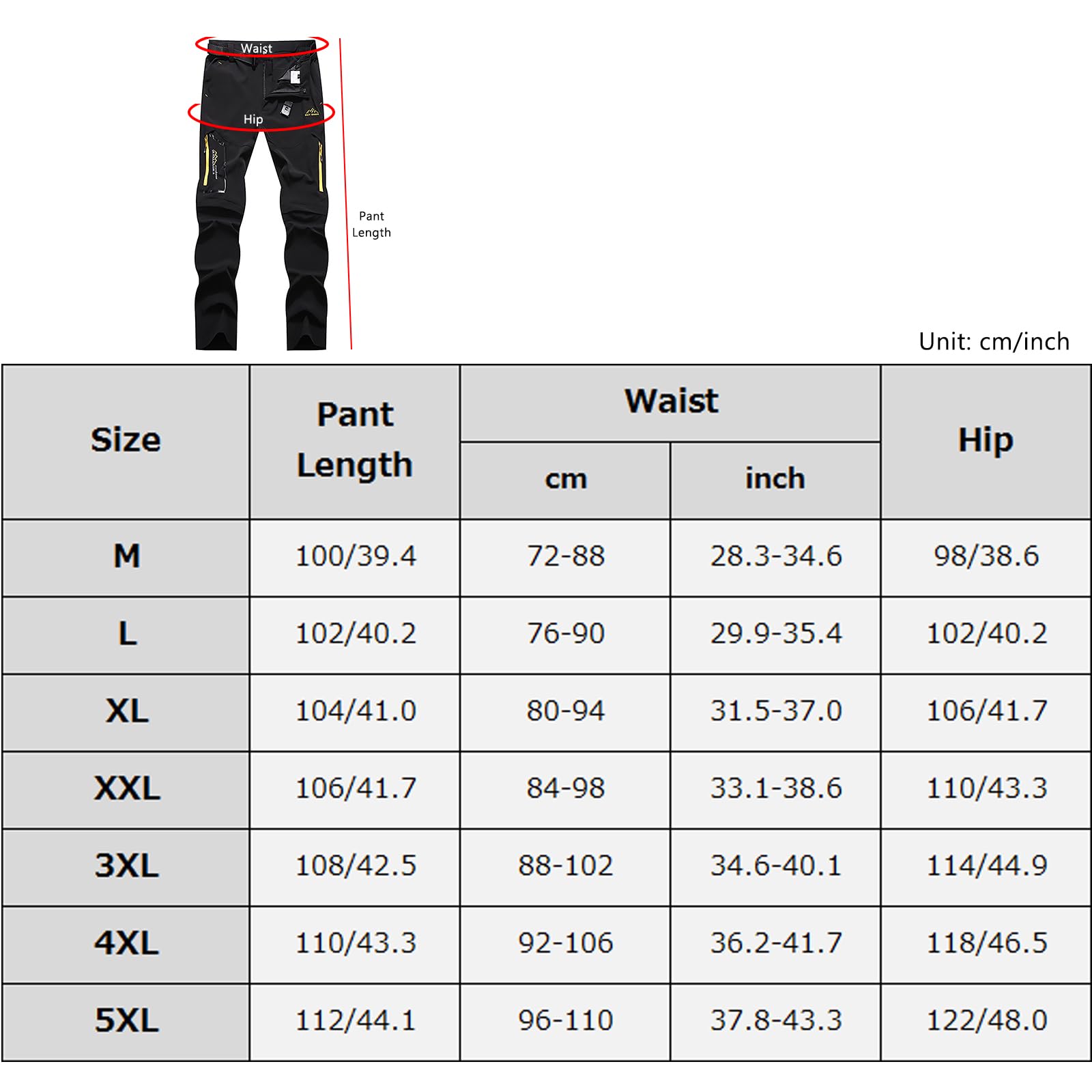 Pantalones Trekking Senderismo Hombres Montaña Pantalones Convertible Impermeable Secado RáPido Transpirable Pantalones(Size:5XL,Color:Gris)
