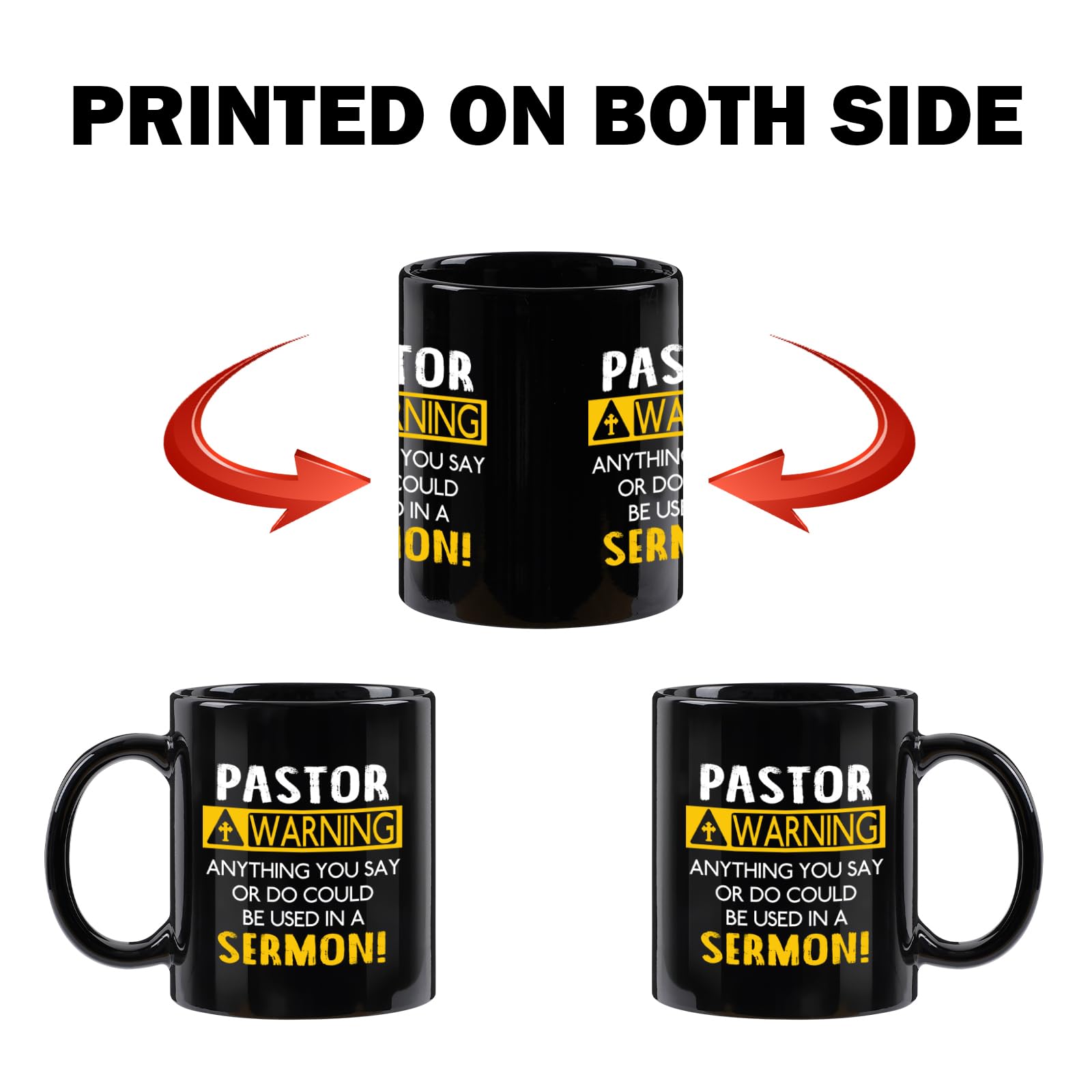 YHRJWN - Pastor Appreciation Mug, Religious Gifts for Men, Unique Christian Gifts for Birthday, Christmas - 11 Oz Black