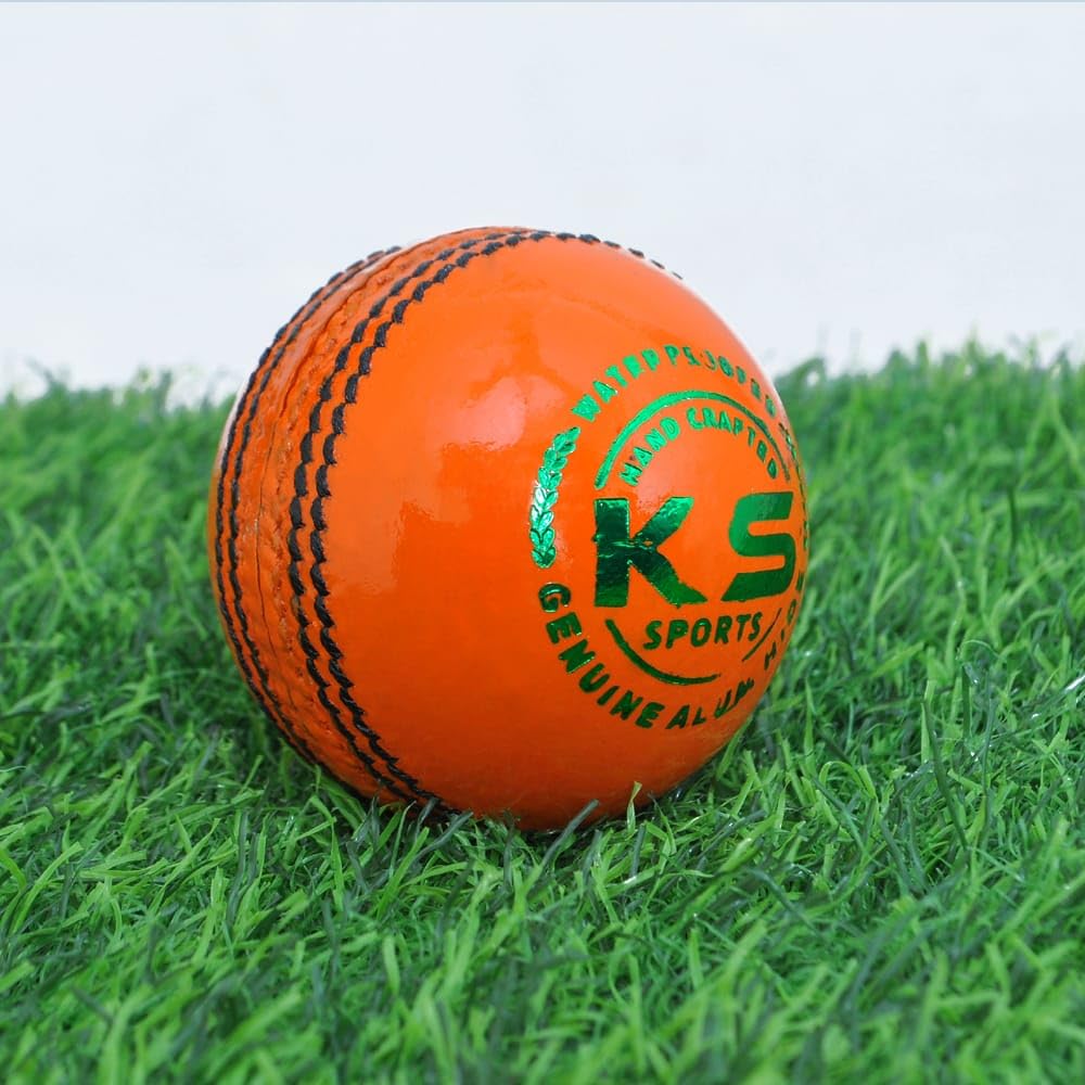 KS Orange Cricket Leather Ball, Genuine Quality Leather, Professional Match Ball Set of 1-picture-25