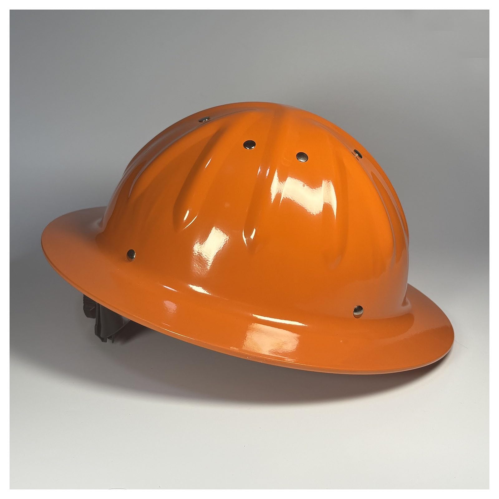 Casco arancione a tesa intera in alluminio, fodera rimovibile che assorbe il sudore, berretto da lavoro per lavori di costruzione all'aperto, fascia per cappello con pomello adatto per cantieri