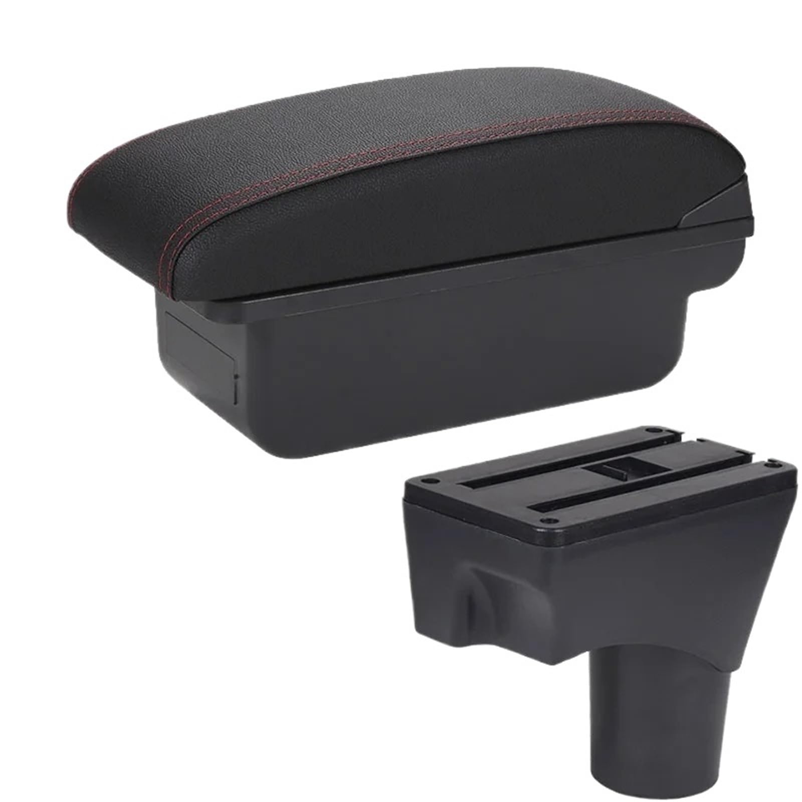 NOKRGQW Car Armrest Box For Nissan For Sunny March Micra K13 2010-2022 Car Armrest Storage Box Retrofit Parts Accessories(C1 Black red NO USB)
