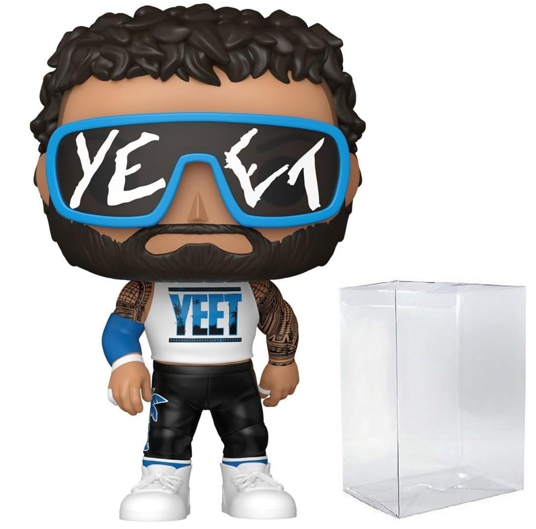 POP Funko WWE: Main Event - Jey USO Vinyl Figure (Bundled with Compatible Box Protector Case), Multicolor, 3.75 Inches