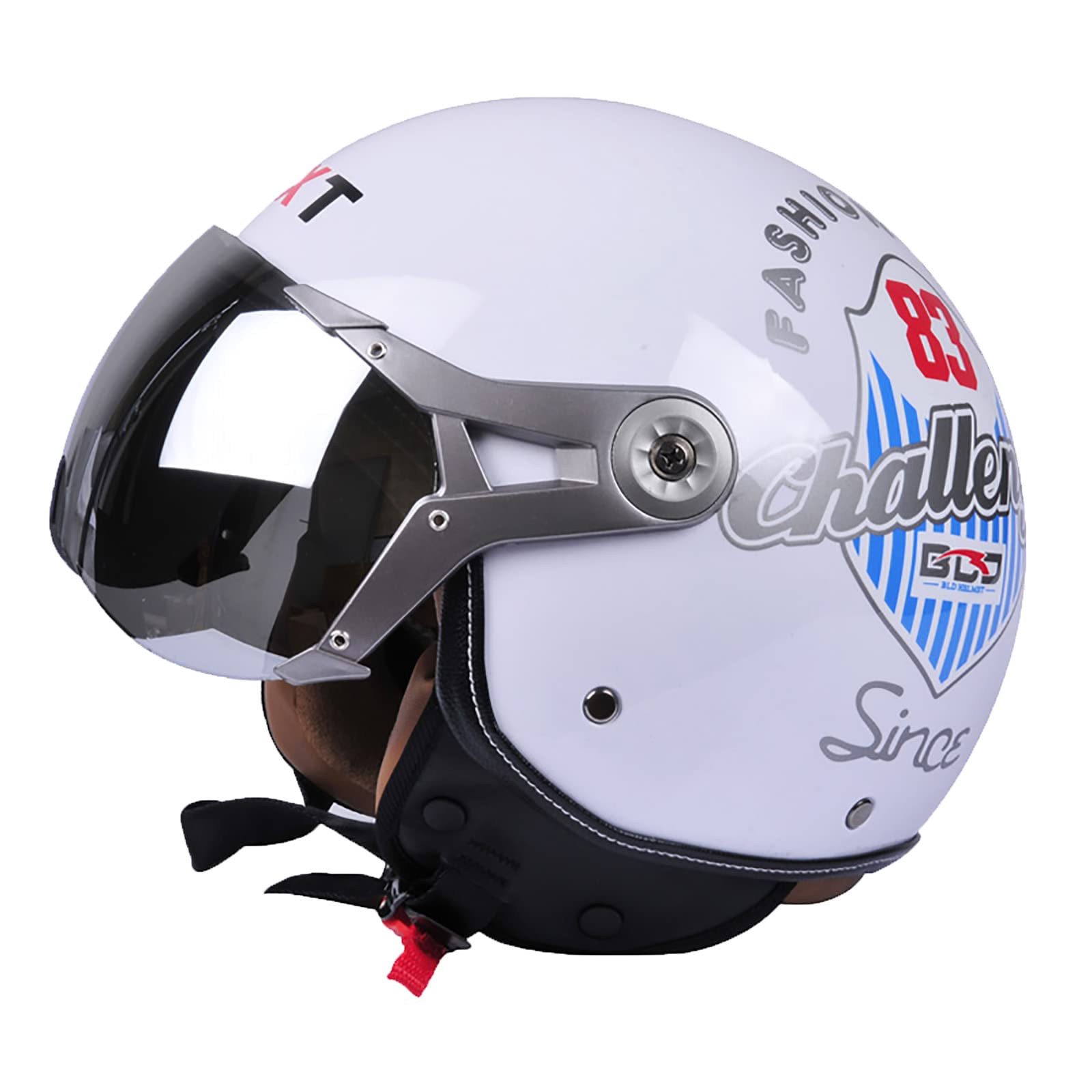 JATIBOSH Medio Casco Retro Tratamiento De Fortalecimiento, Antiarañazos Motocicleta Casco, Lentes Chapadas En Plata Clara De Primera Calidad Jet Ciclomotor Abierto Cascos, Certificación ECE