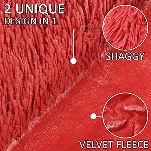 YUSOKI Red Queen Faux Fur Blanket,2 Layers,90"x90" Without Pillows Big Soft Plush Fuzzy Large Warm Fluffy Throw Blanket for Bed