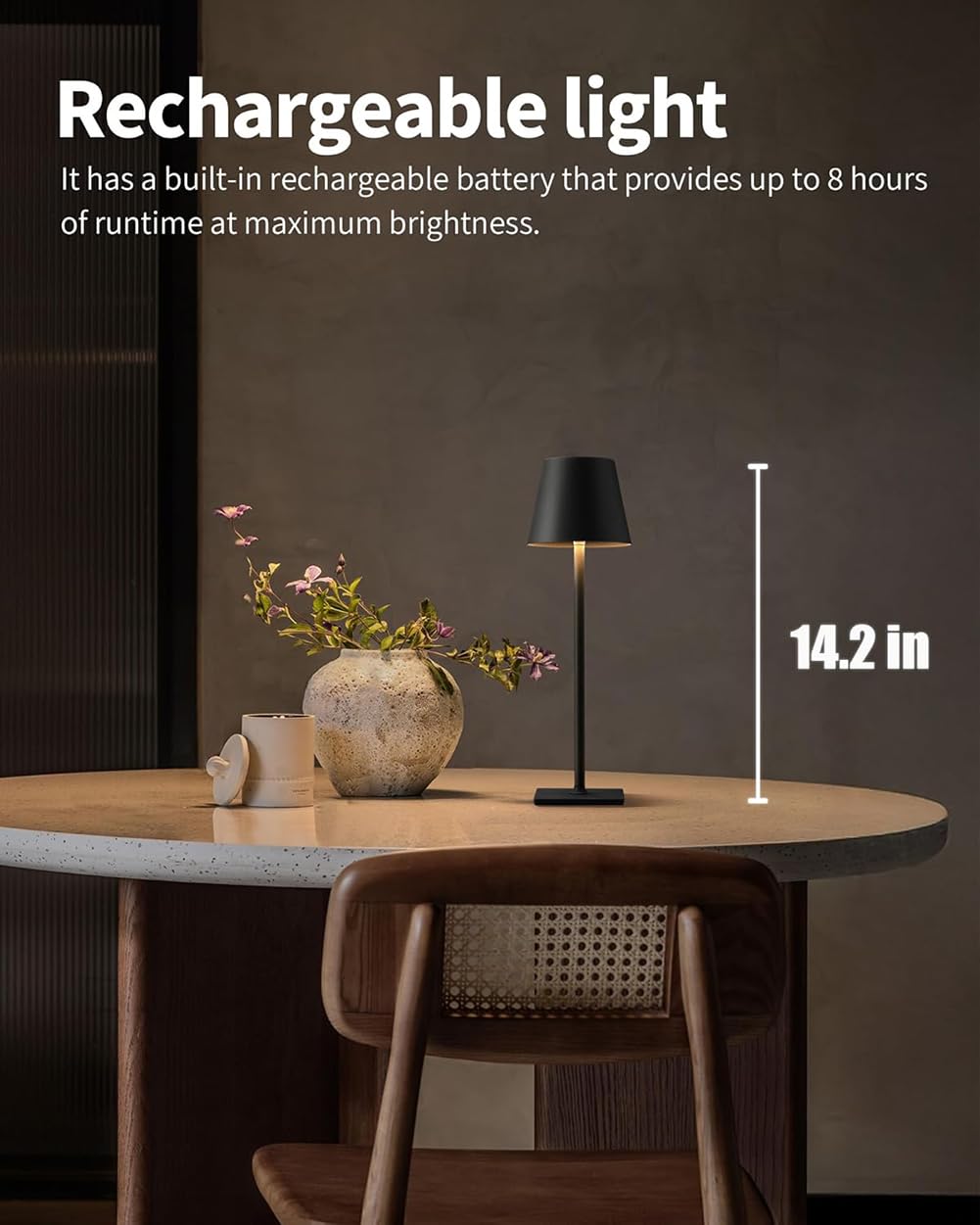 2 pezzi Lampada da Tavolo a Batteria a Forma di Fungo LED Dimmerabile Lampada da Tavolo per Interni Senza fili Ricaricabile Alimentata a Batteria Luce Notturna per Comodino Per Interni,Nero