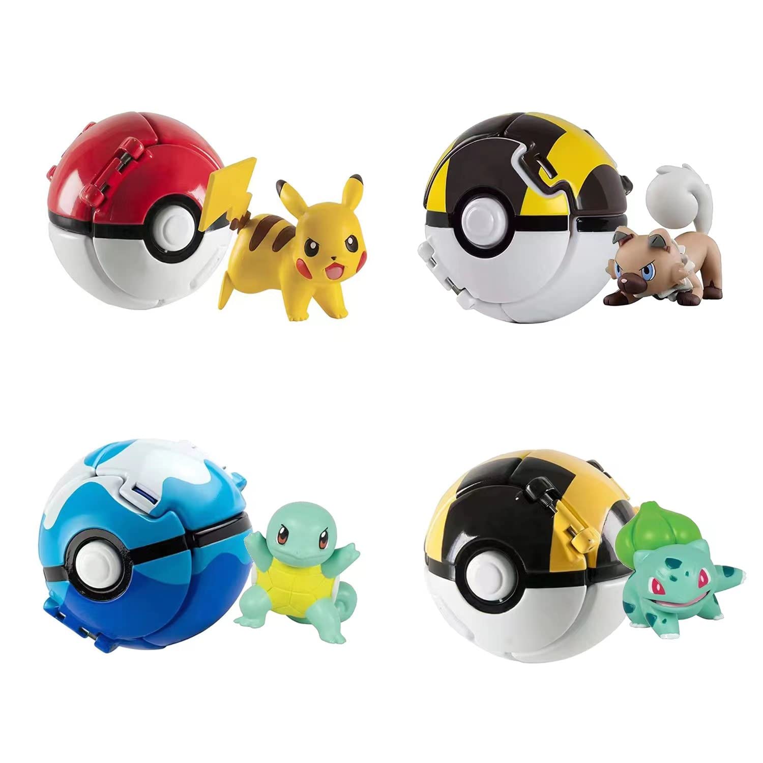4pcs Pokeball Toys Set,Collect Ball Monster Action Figures Childrens Playset Mini Action Figures Balls Toy