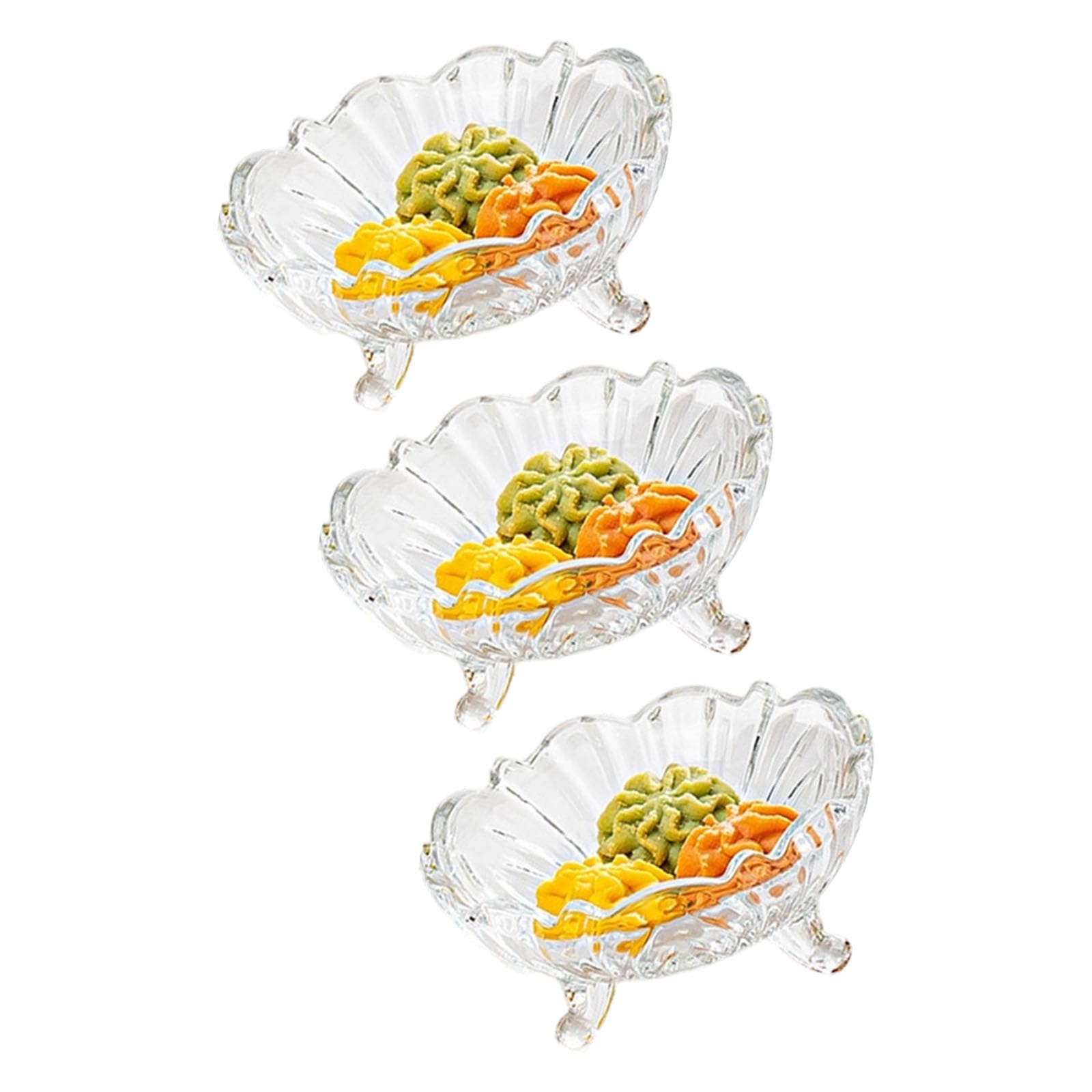 Xjdzineq Handcrafted Glass Serving Plate with Legs Snacks Bowl Suitable for Candy and Appetizers Elegant Glass Bowl for Fruits Snacks and Dessert Serving Plate with Legs
