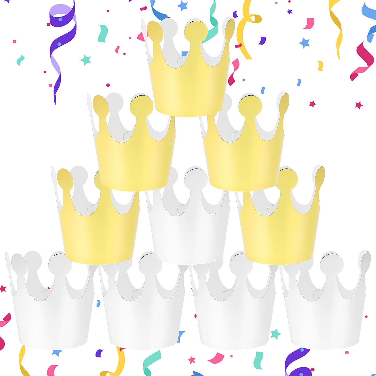 Thinp10 Pcs Paper Crowns,Burger King Crown Gold Party Crown Gold Foil Paper Party Crown Silver Paper Crowns for Adults Kids Birthday Party Decor Photo Props(Gold,Silver)