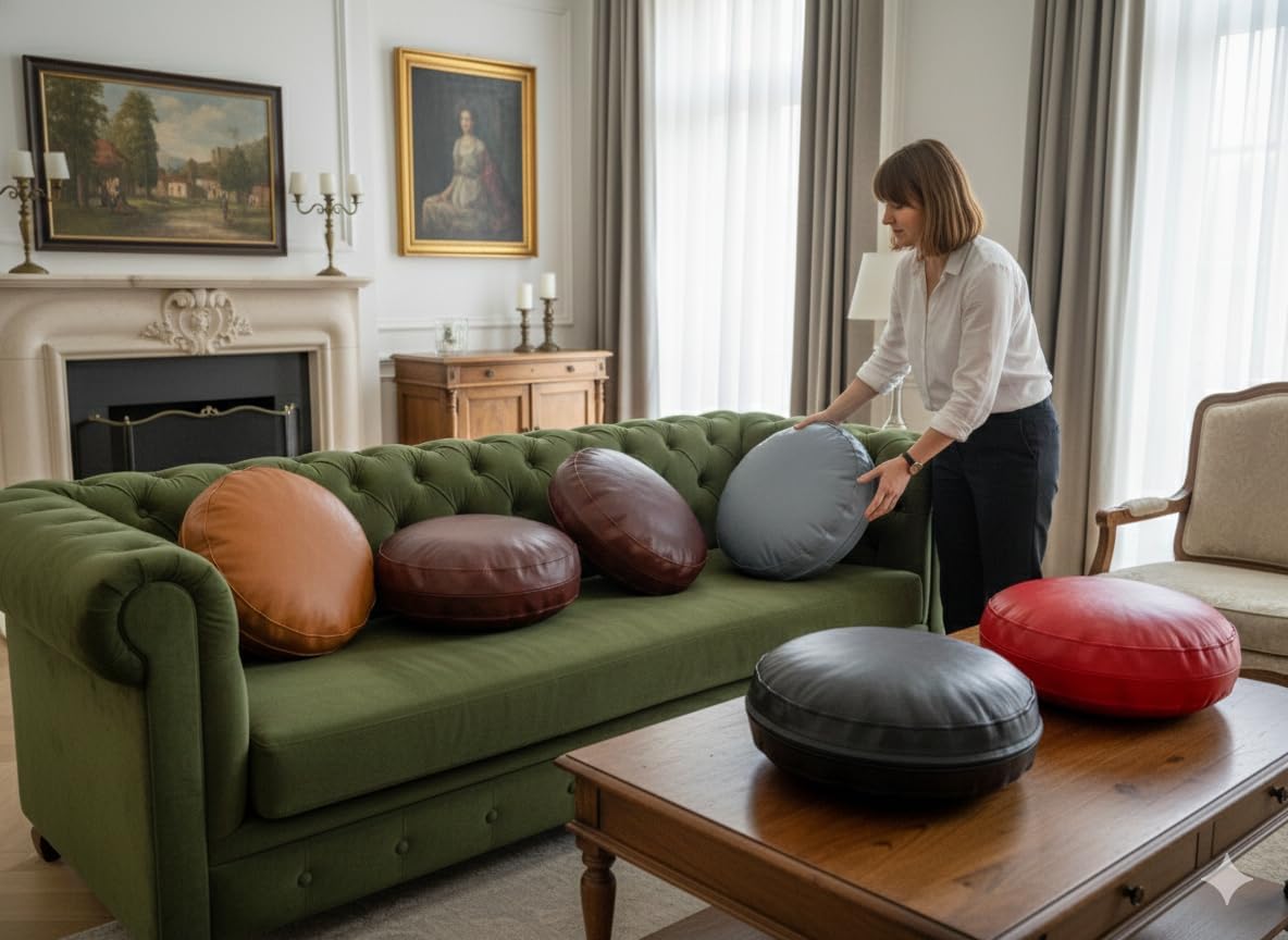 Genuine Leather Pillow Cover TAN Decorative for Couch Throw Pillow Case TAN Leather Cushion Cover Solid Color (16''x16'' (2))